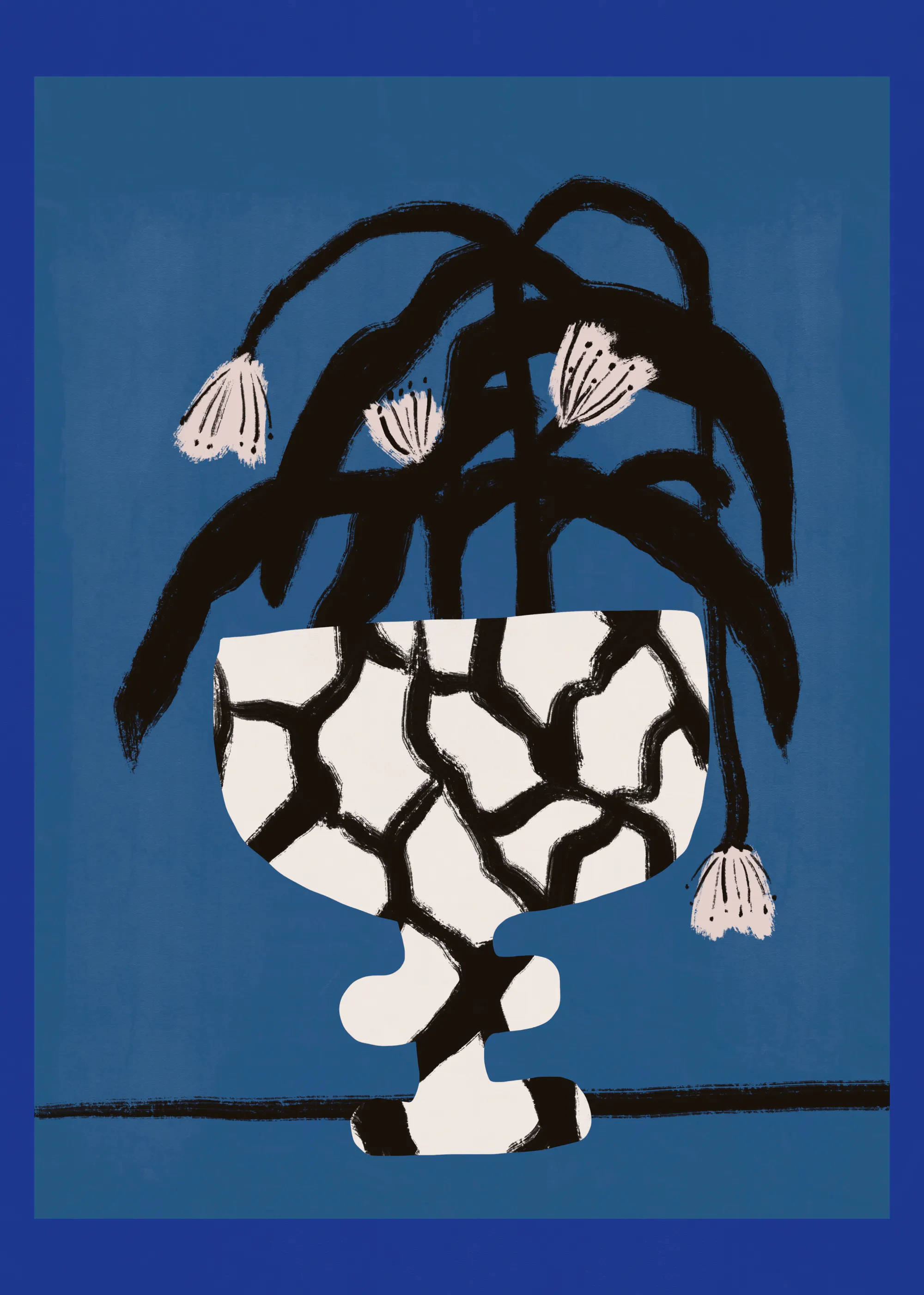 Blue Abstract Floral Poster 0