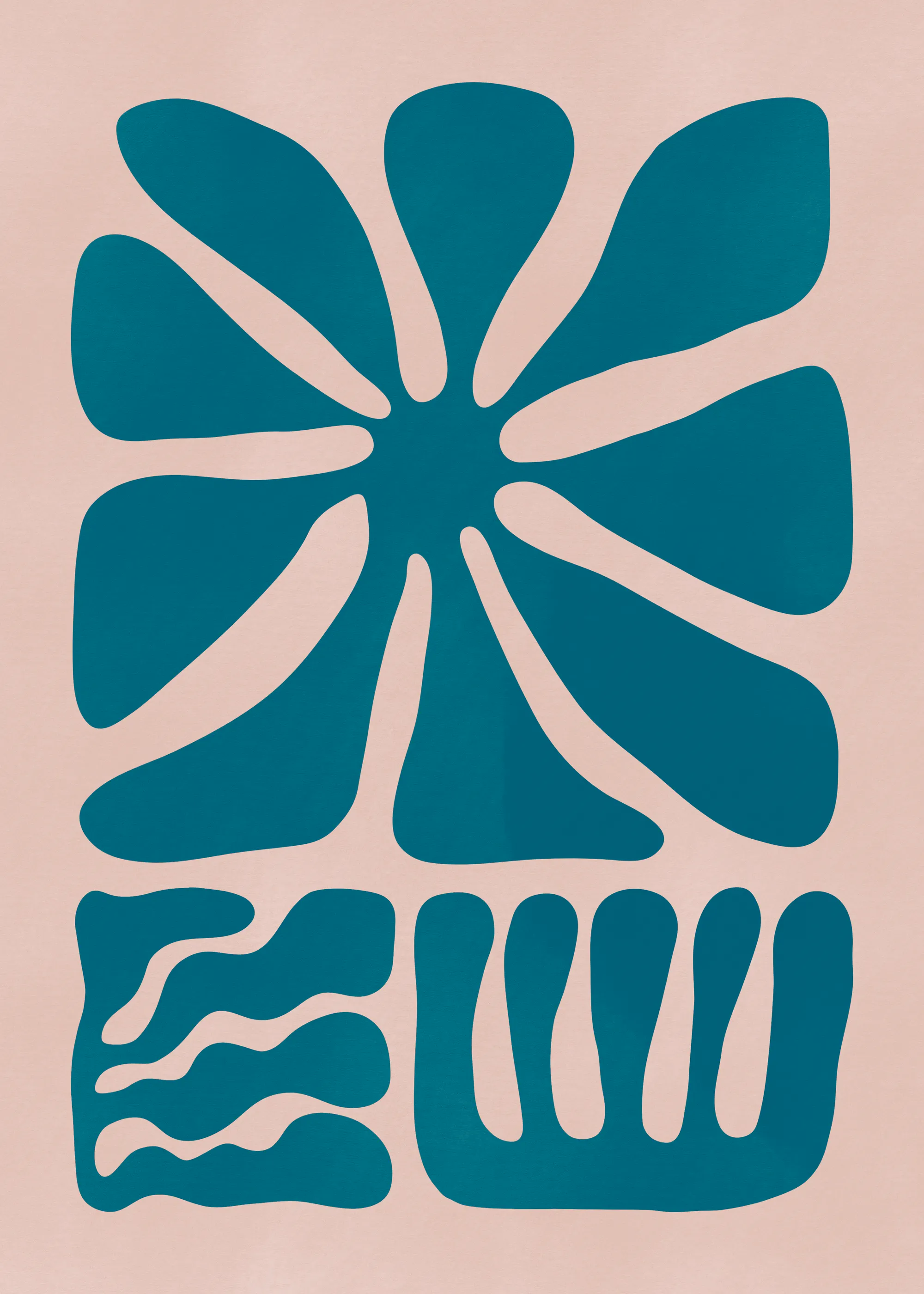 Teal Abstract Shapes Poster 0
