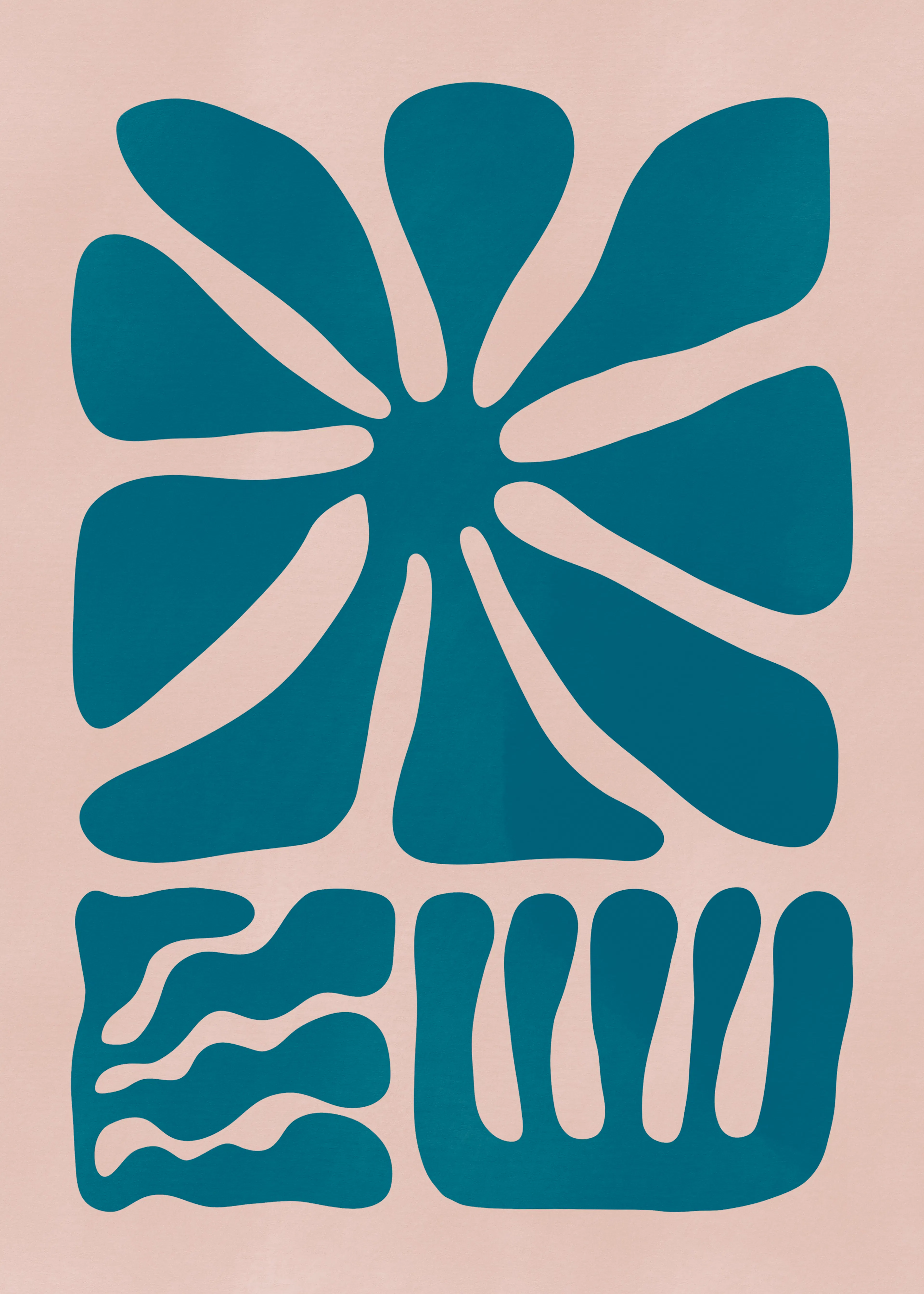 Teal Abstract Shapes Poster 0