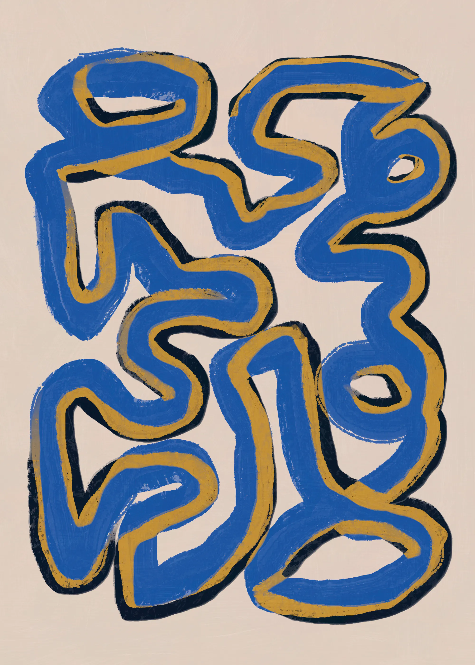 Labyrinthe Doré et Bleu Poster 0