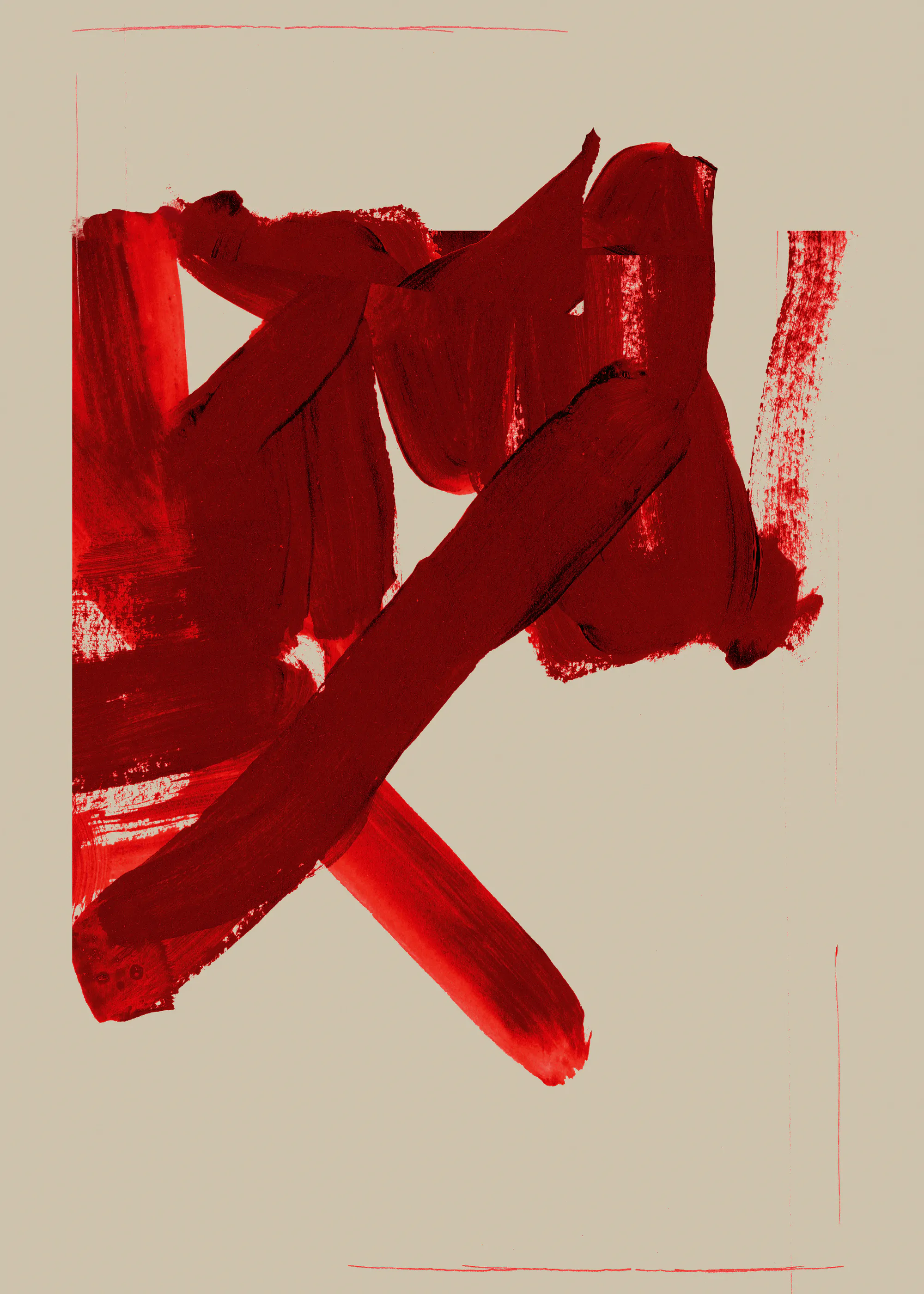 Red Bold Brushstrokes Poster 0