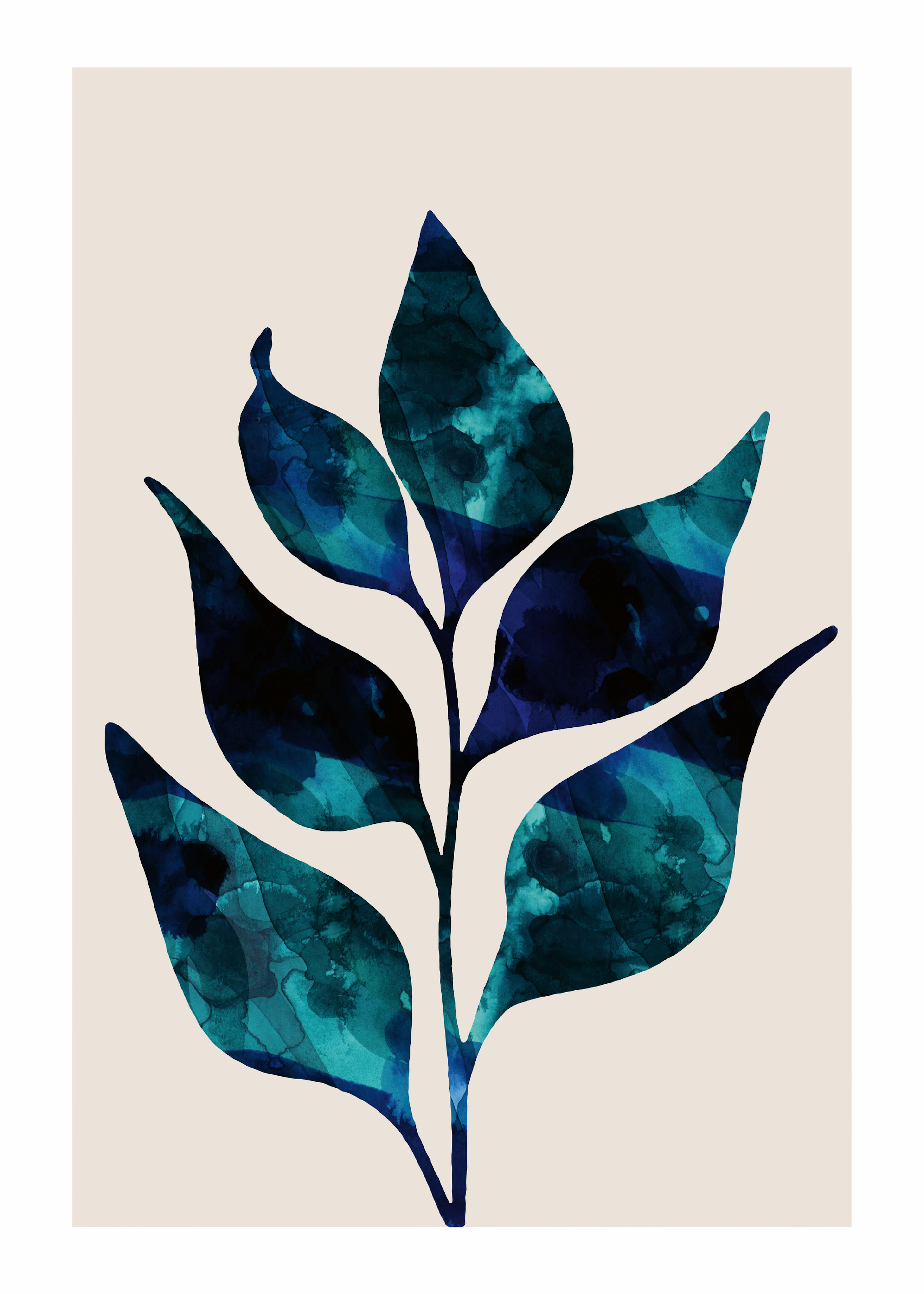 Blue Leaf Art Poster 0