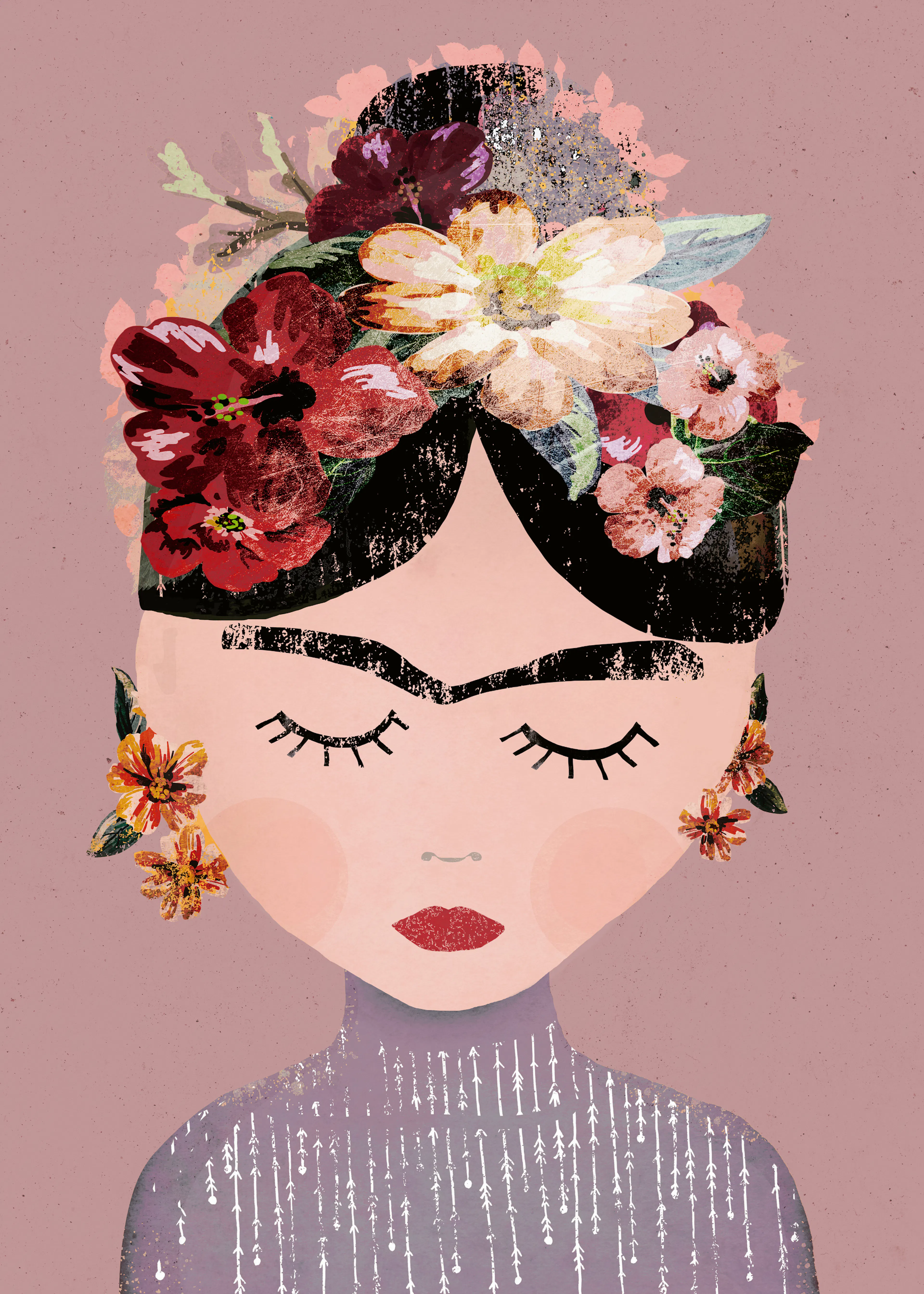 Musa Floral Rosa Póster 0