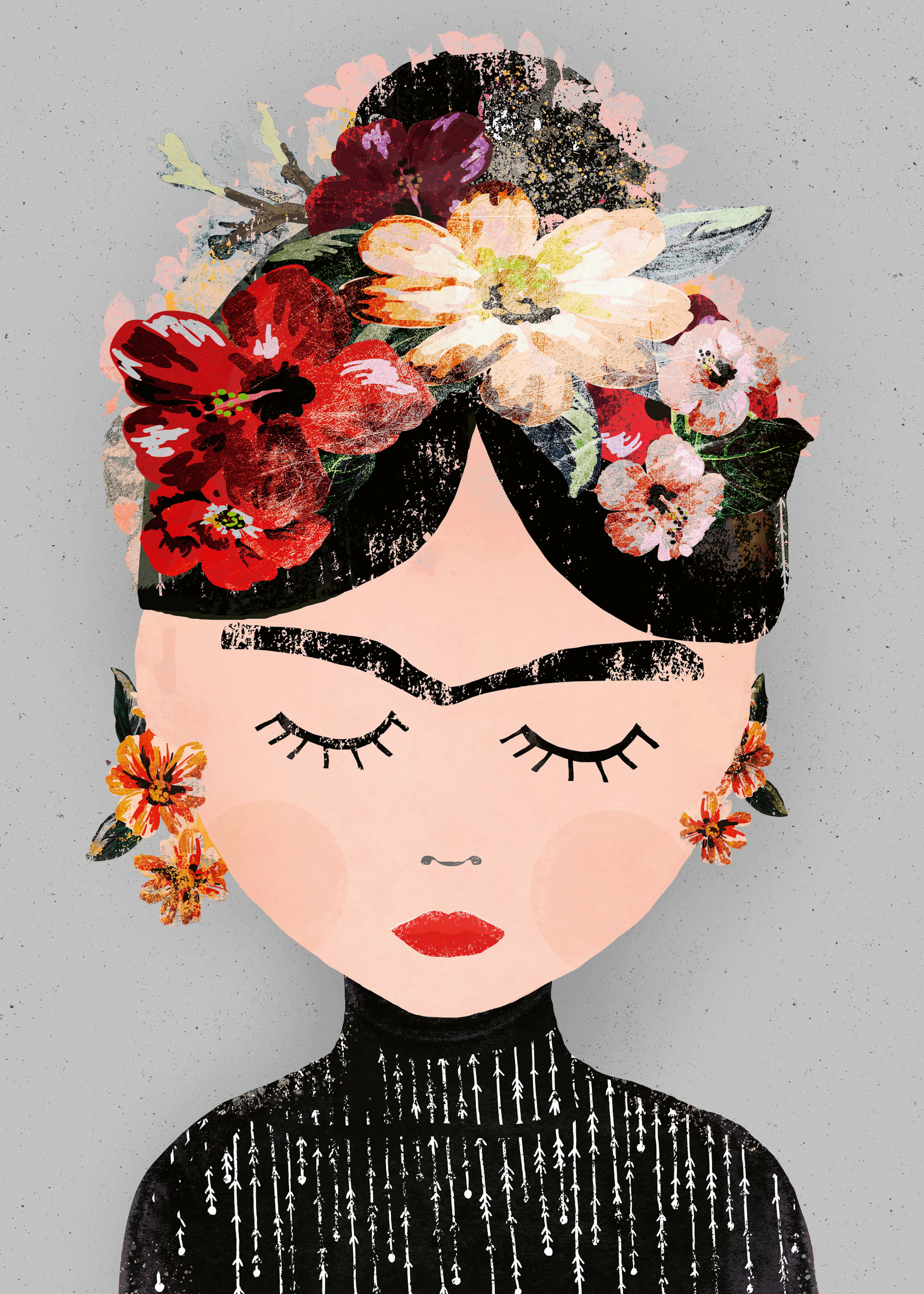 Musa Floral Negra Póster 0