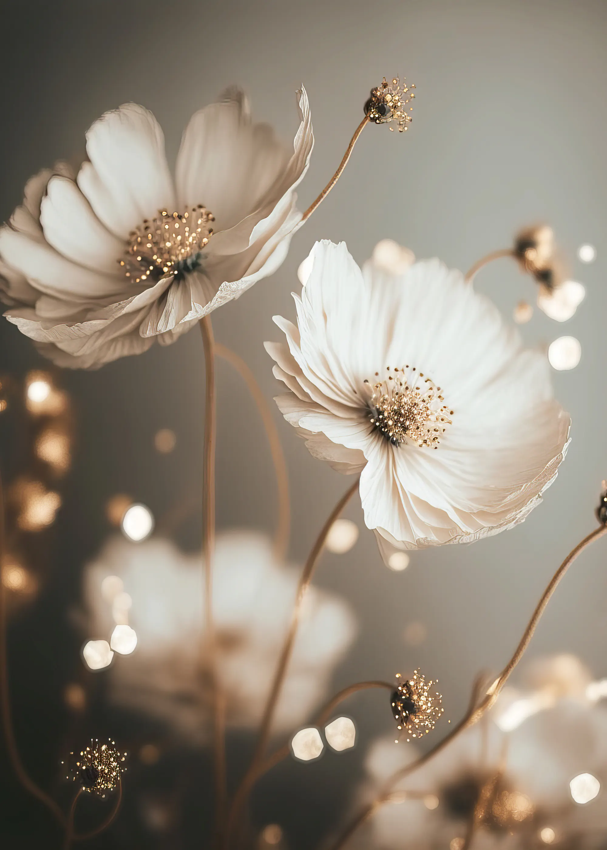 Beige Ethereal Blooms Poster 0