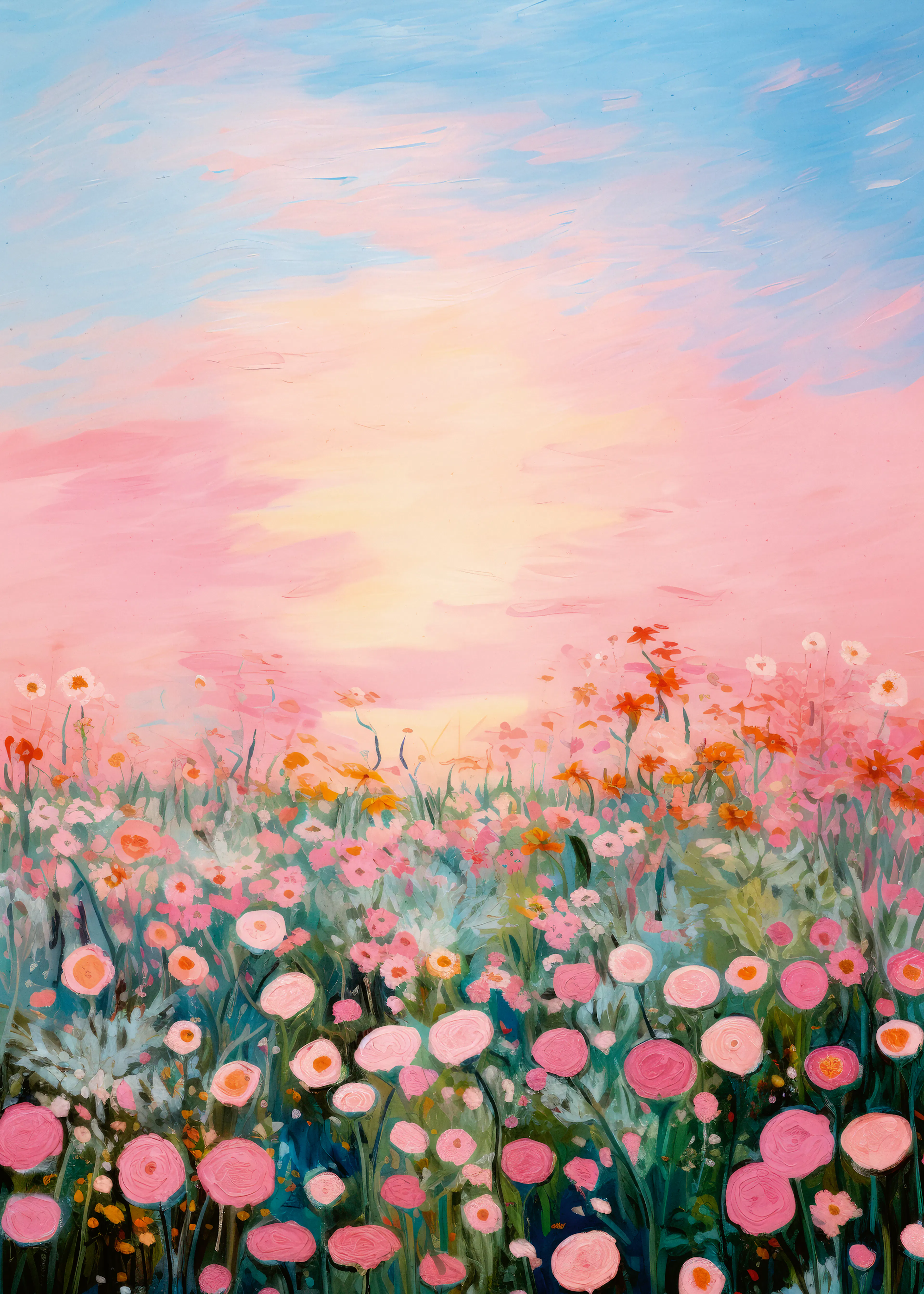 Flores Silvestres Rosas Soñadoras Póster 0