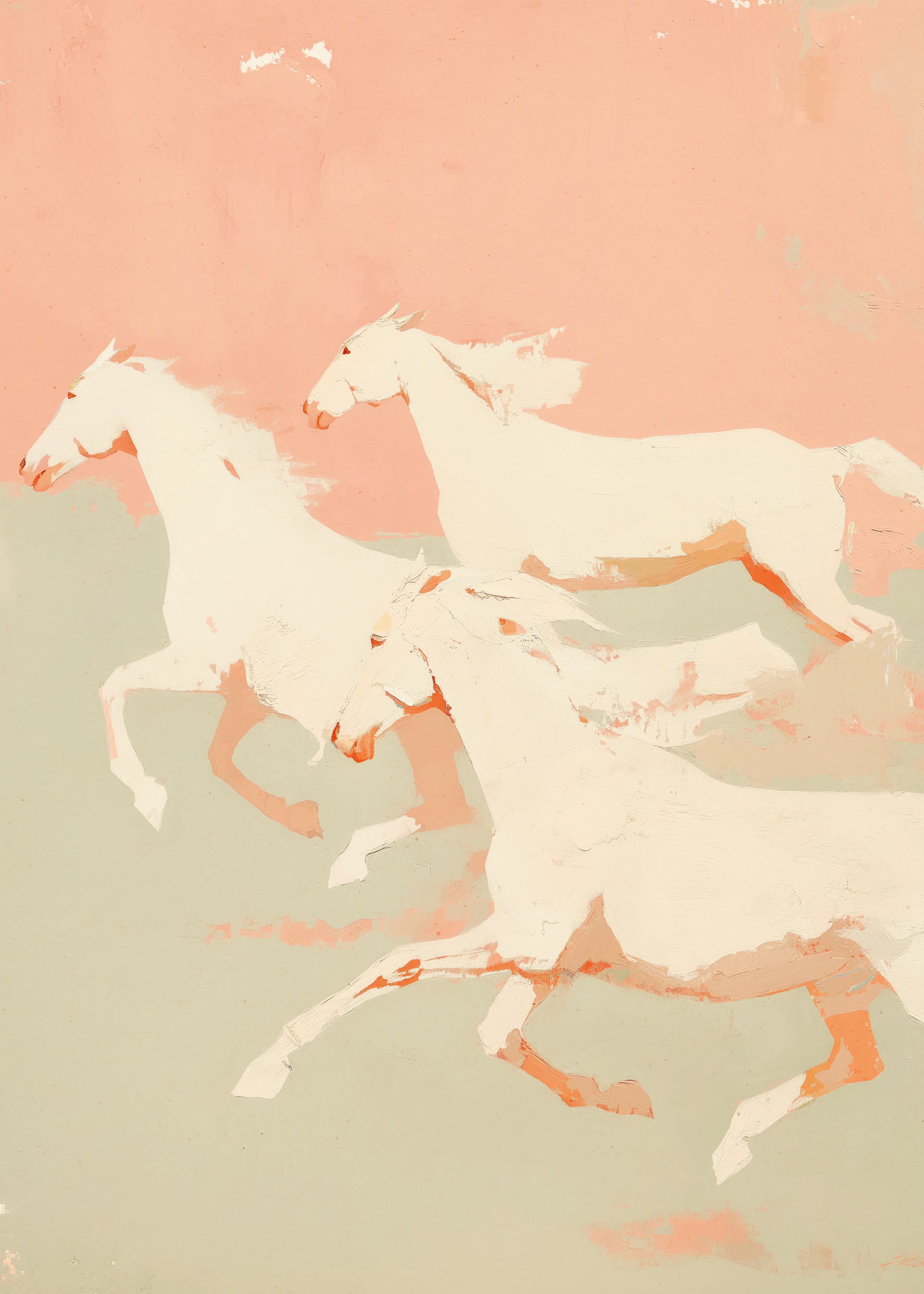 Peach Wild Horses Poster 0