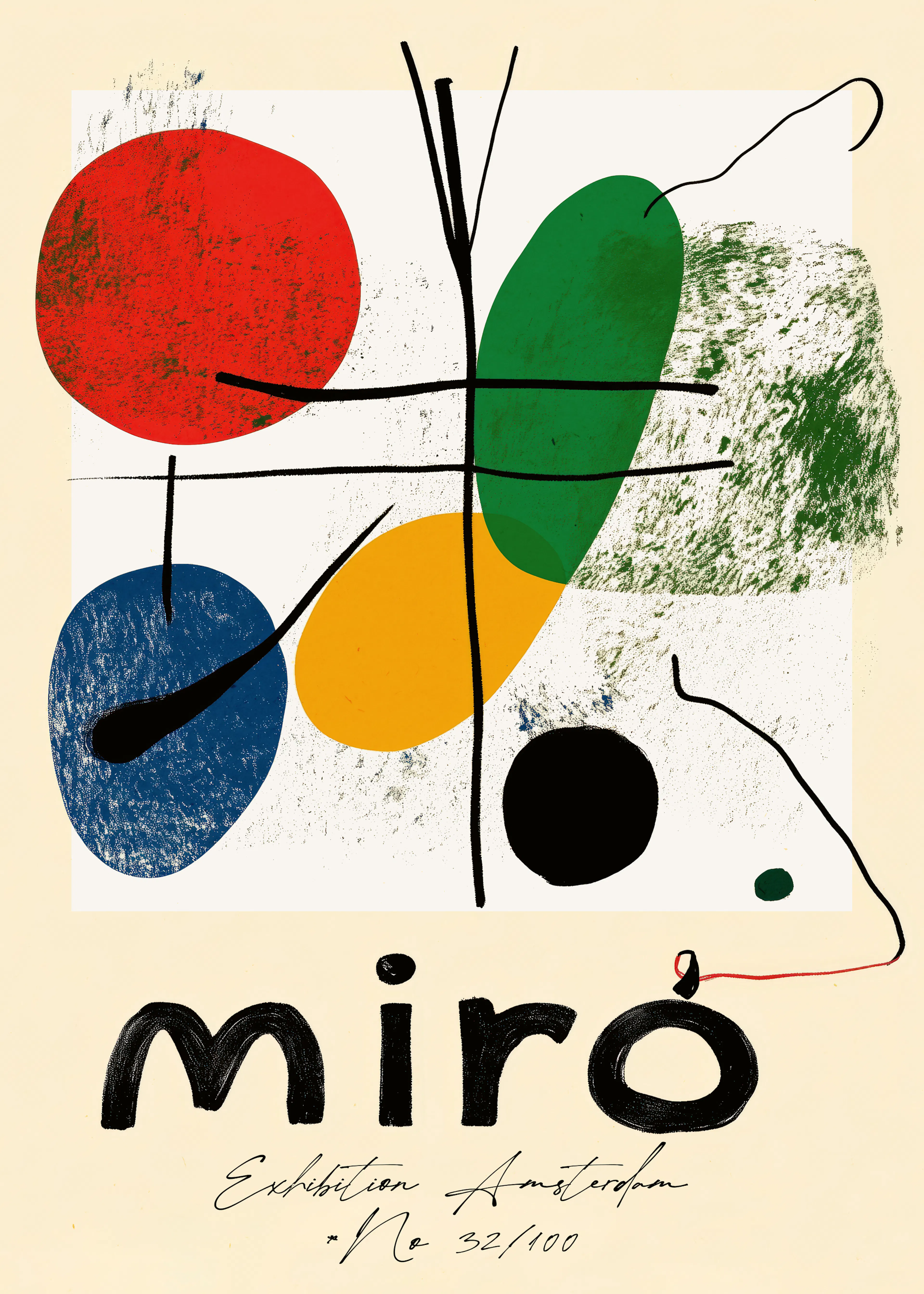 Red Miró Abstract Poster 0