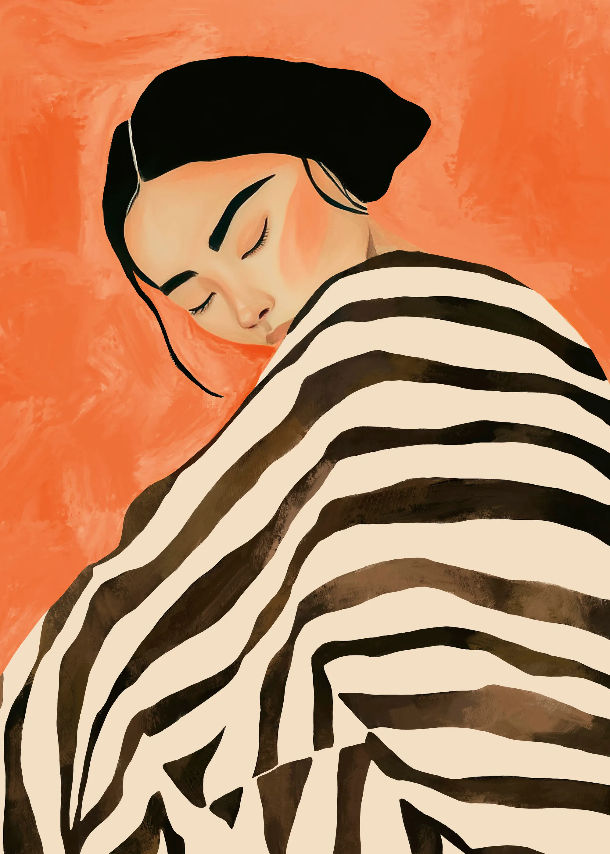Orange Serene Stripes Poster 0