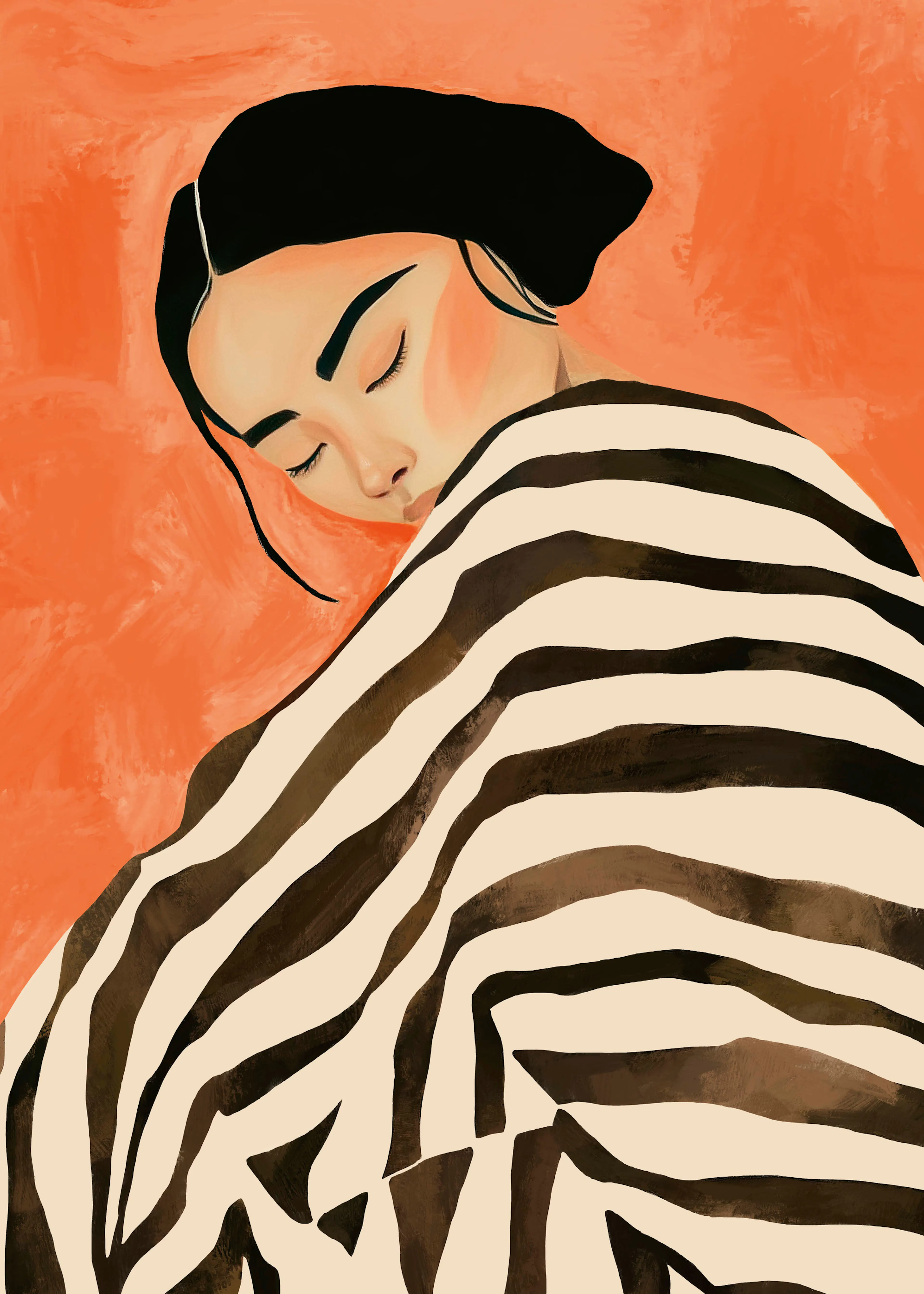 Orange Serene Stripes Poster 0
