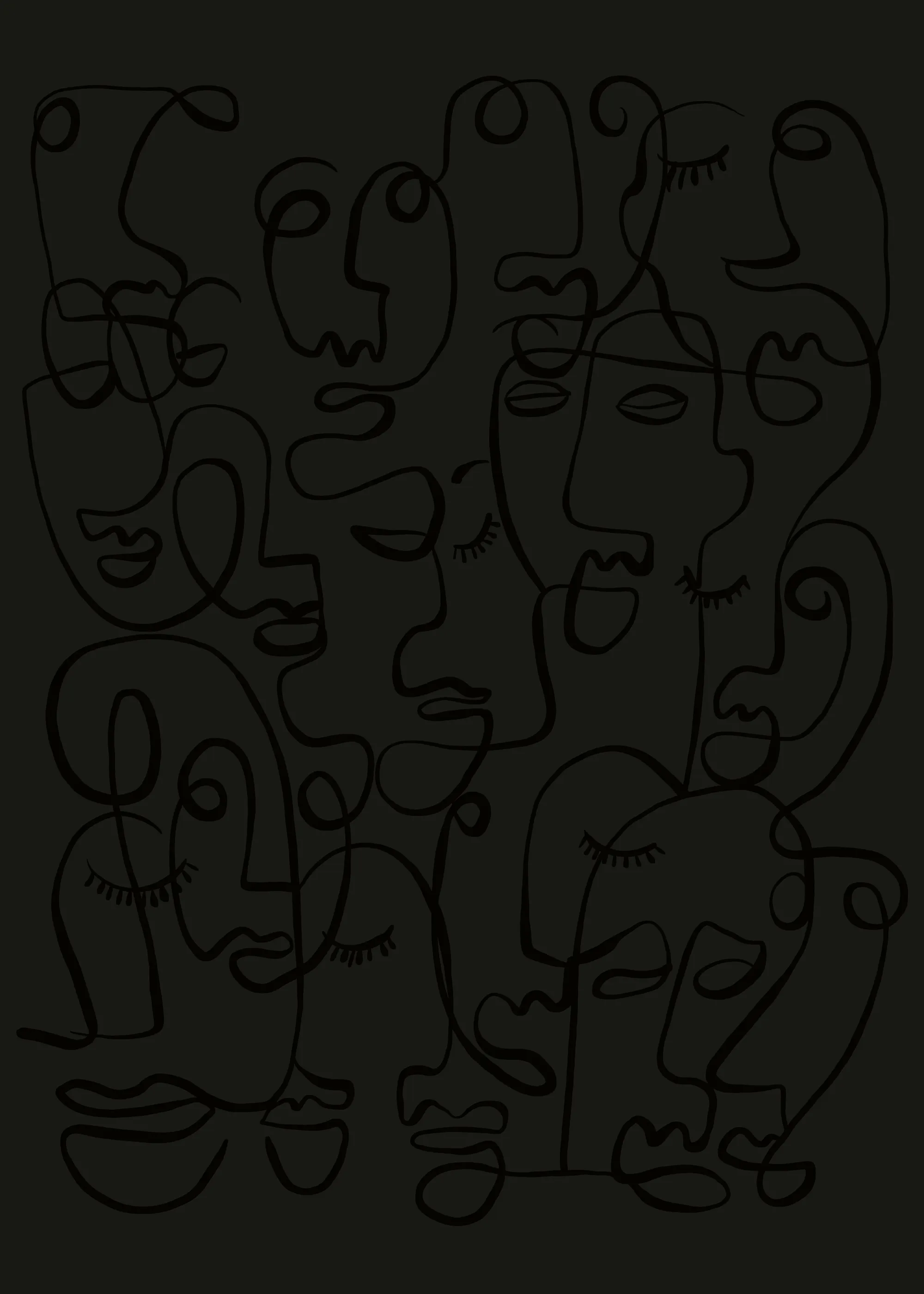 Donker Houtskool Gezichten Poster 0