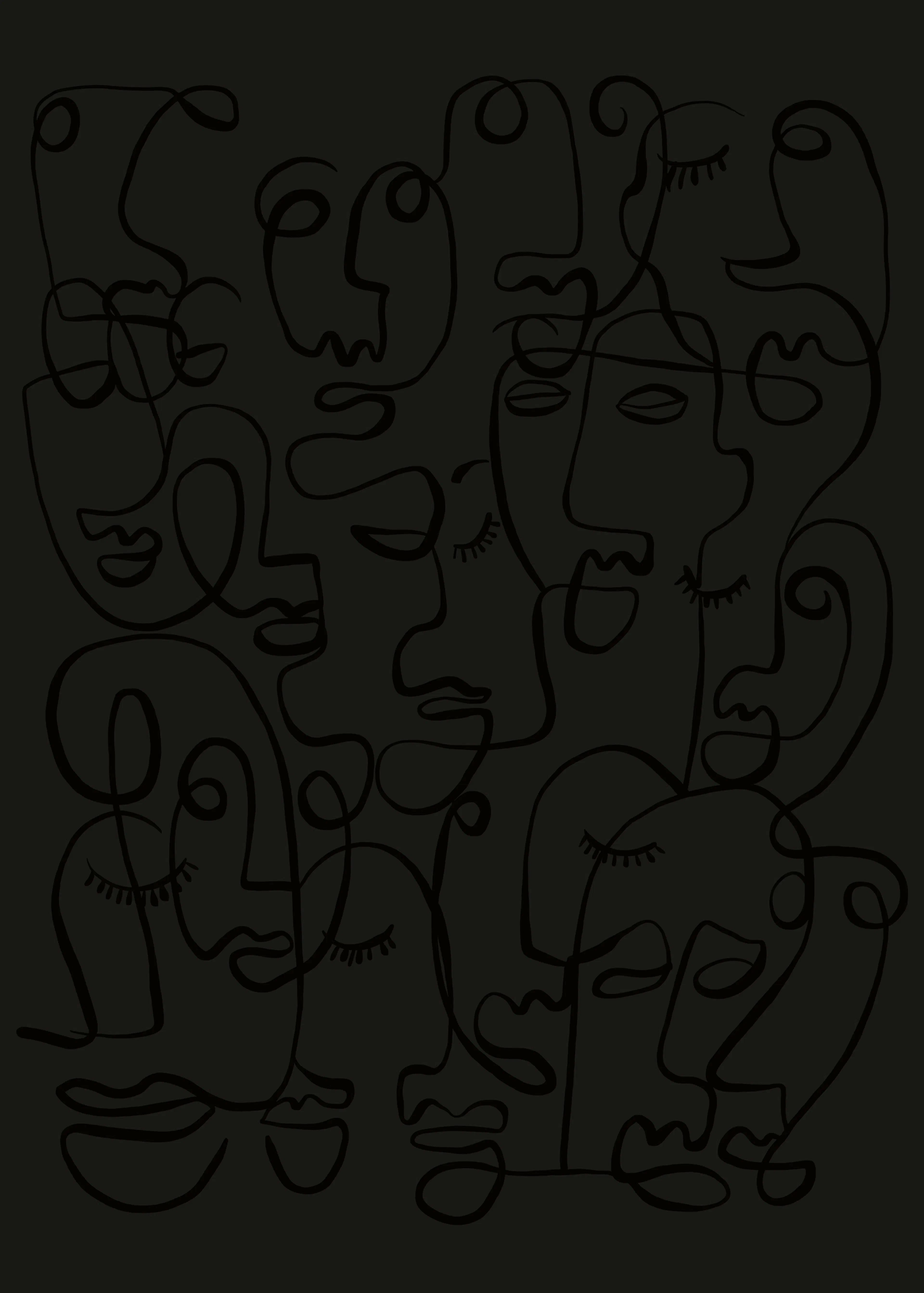Dark Charcoal Faces Poster 0