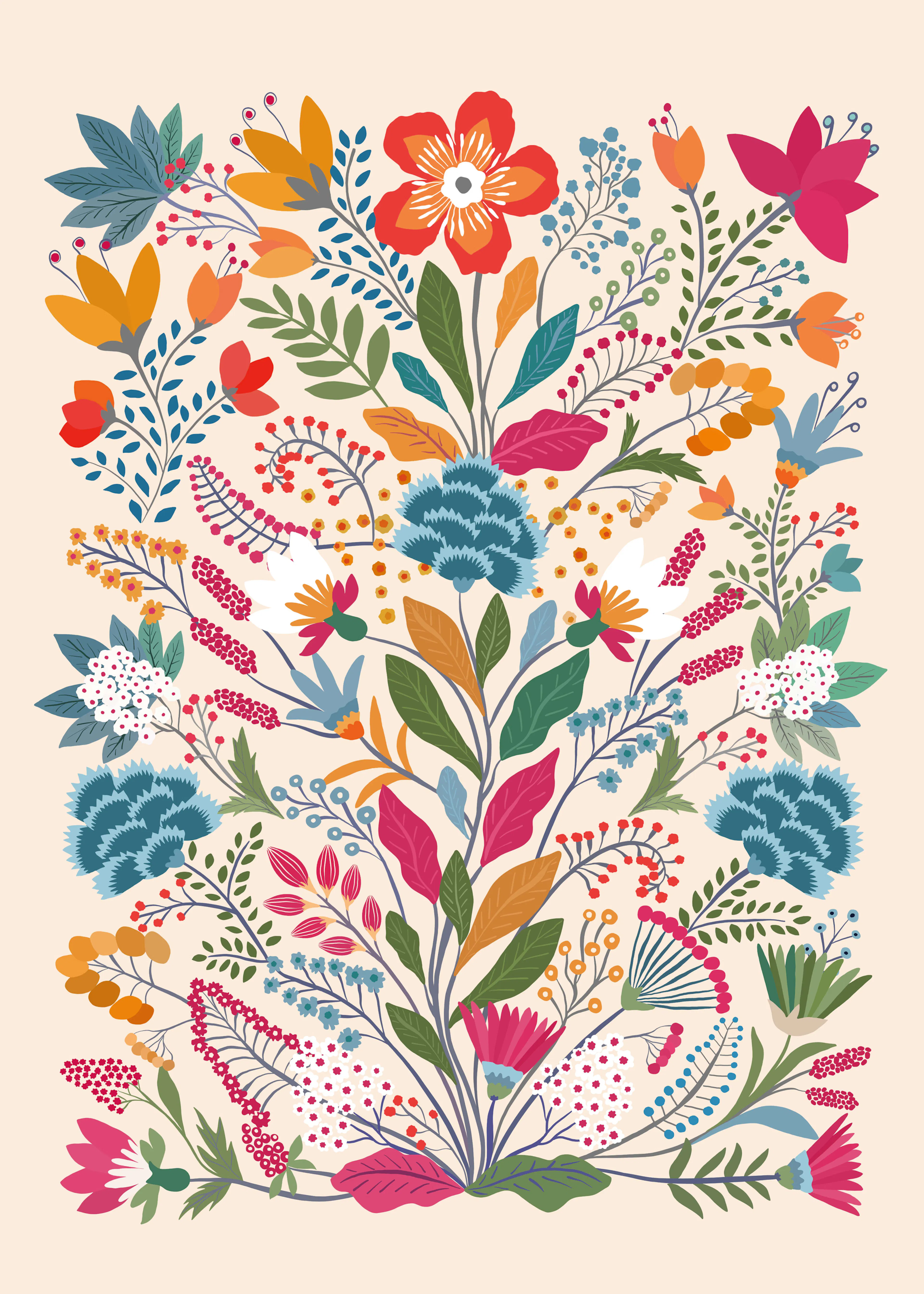 Peach Vibrant Garden Poster 0