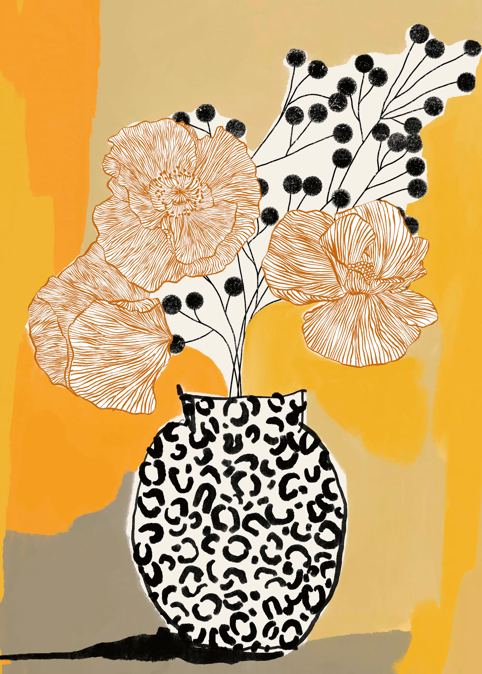 Yellow Abstract Floral Poster 0