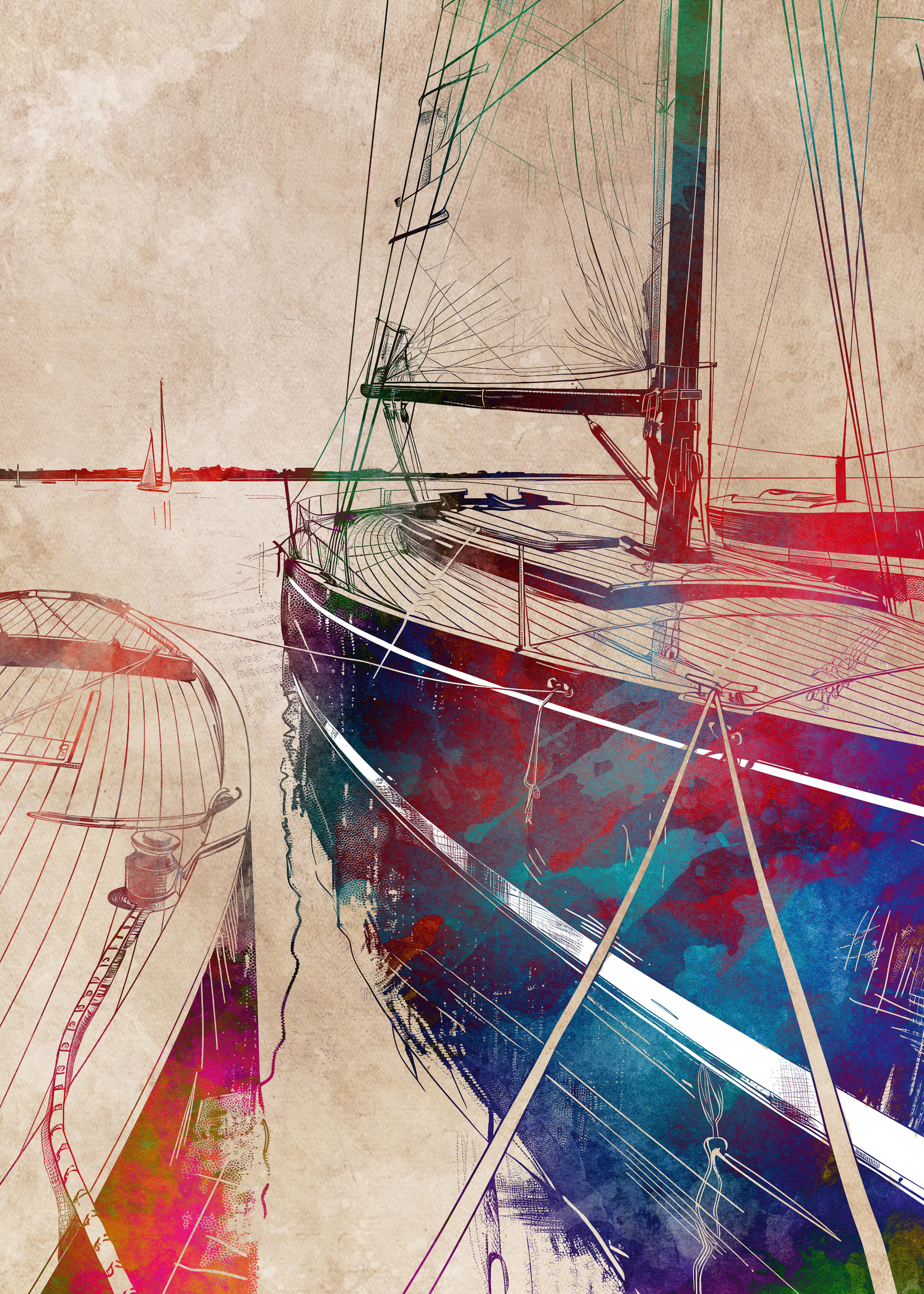 Vibrant Sailboats Poster 0