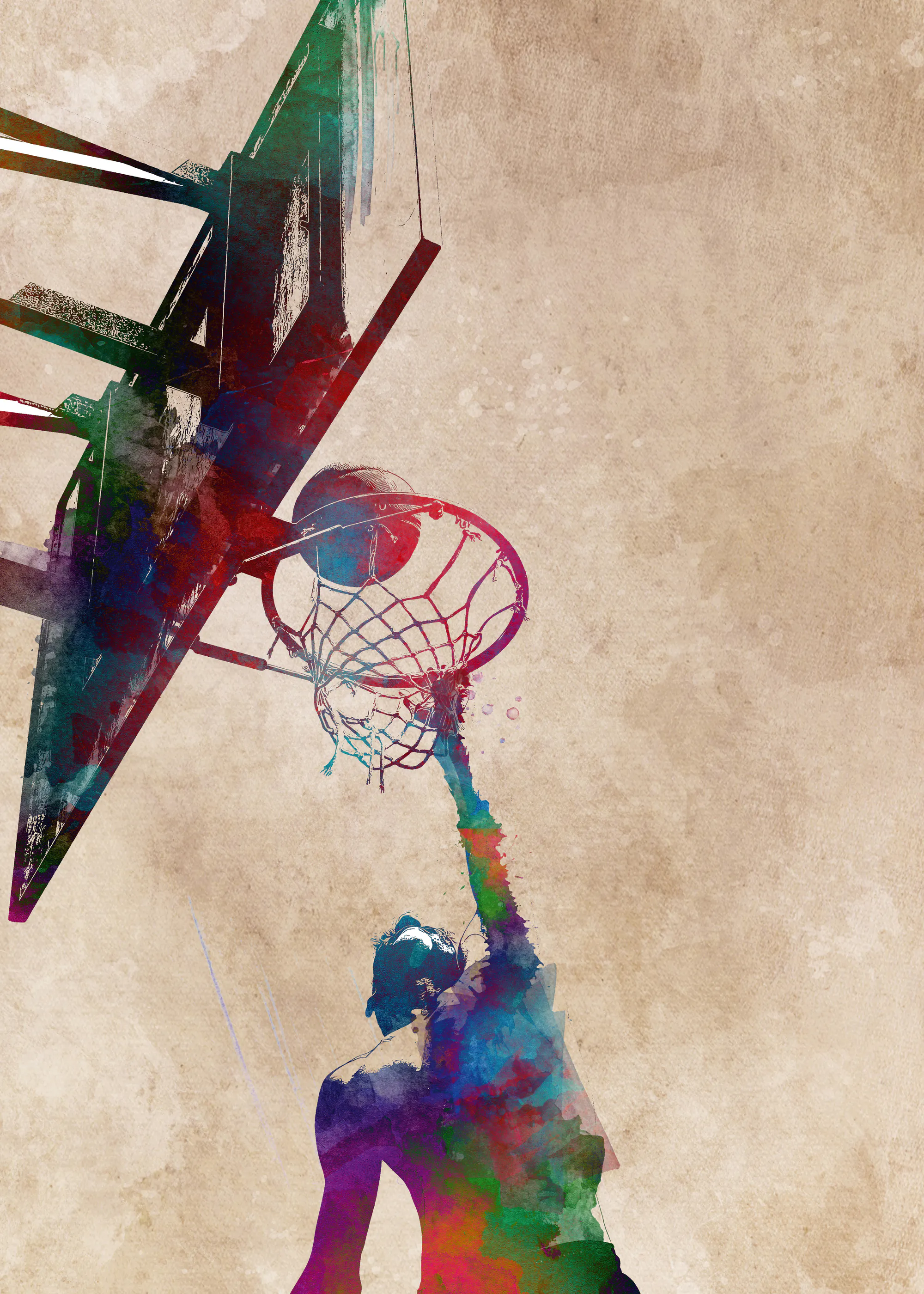 Barevný Basketbalový Dunk Poster 0