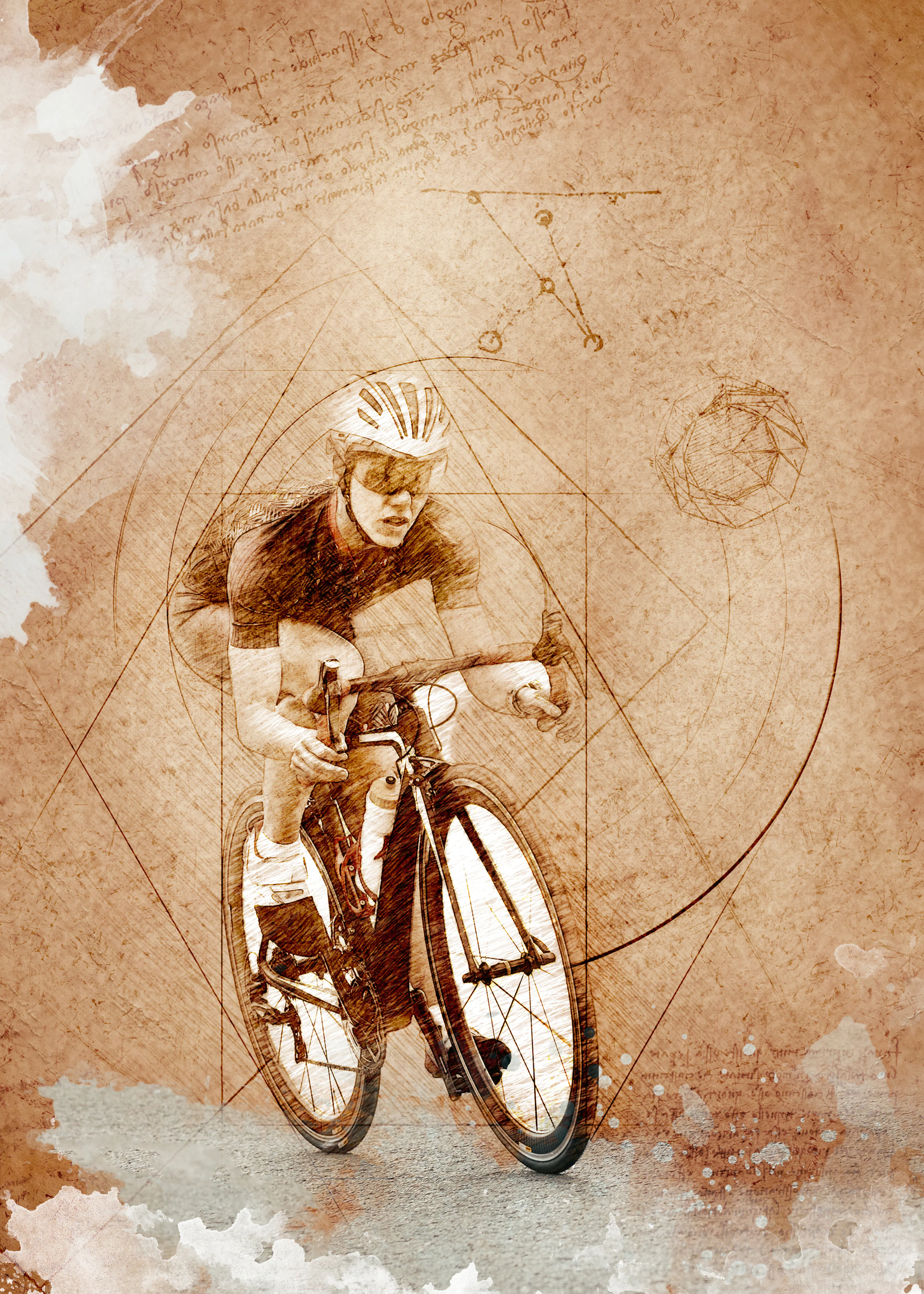 Ciclista Vintage Marrón Póster 0