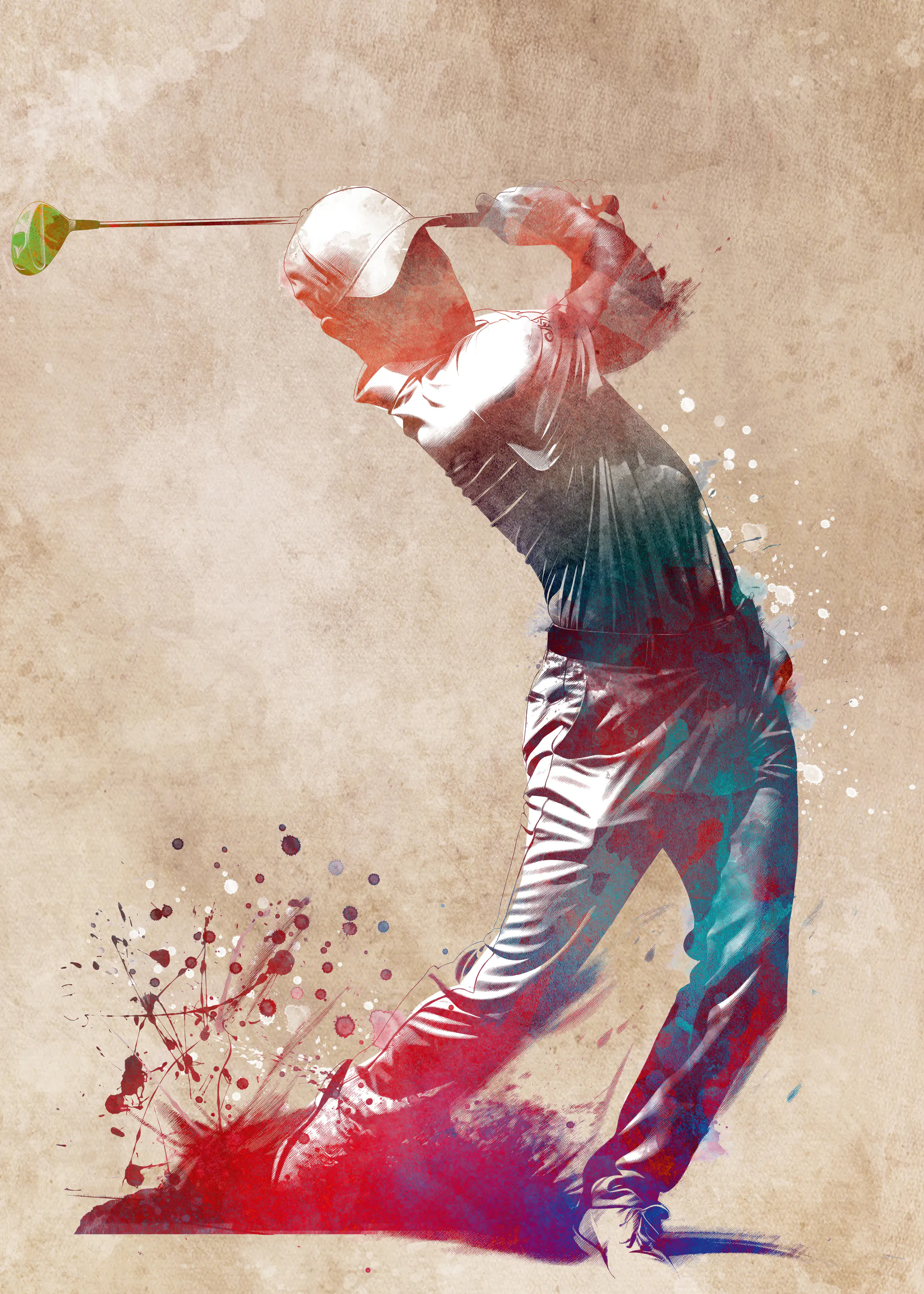 Red Dynamic Golf Swing Poster 0