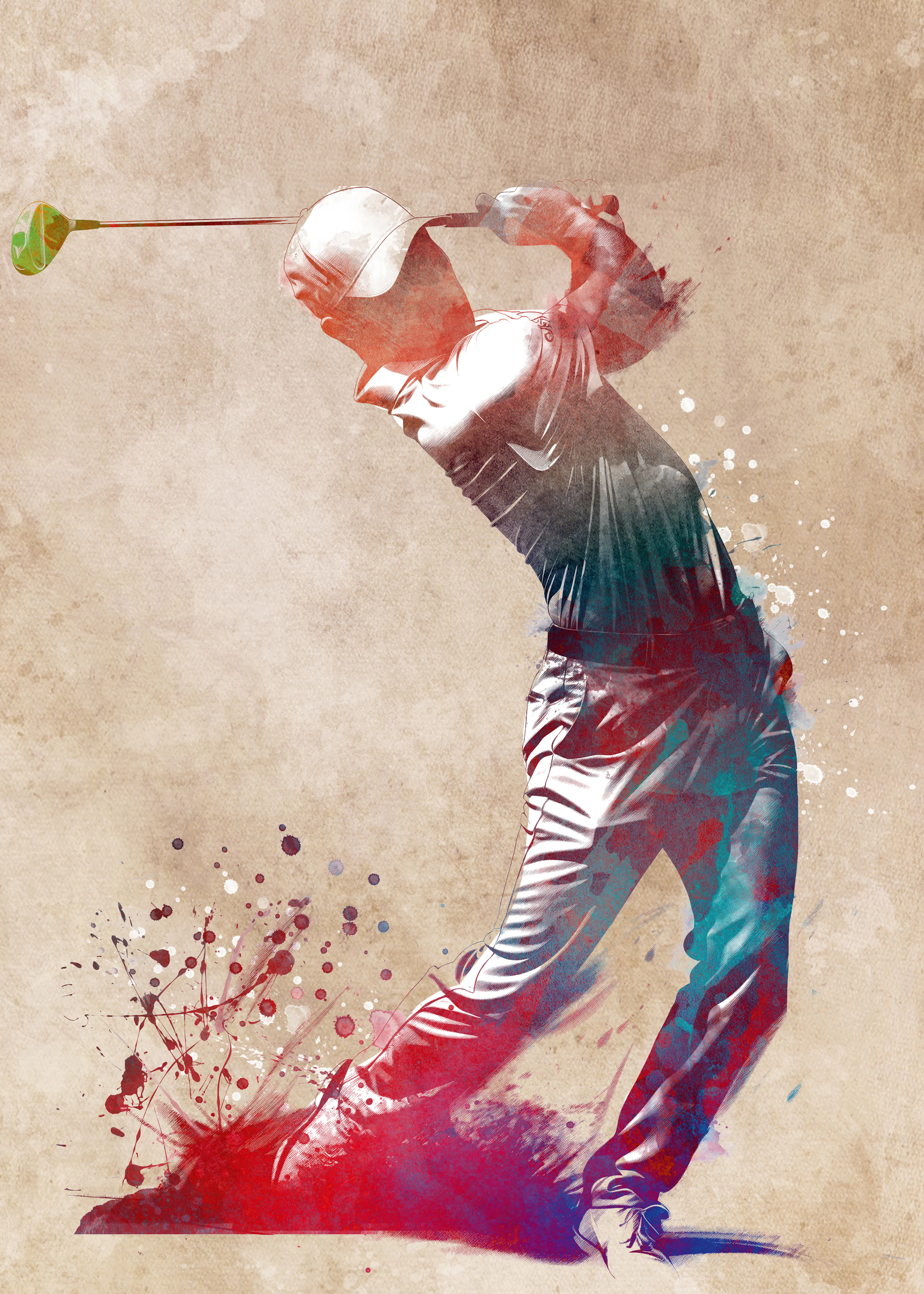 Red Dynamic Golf Swing Poster 0
