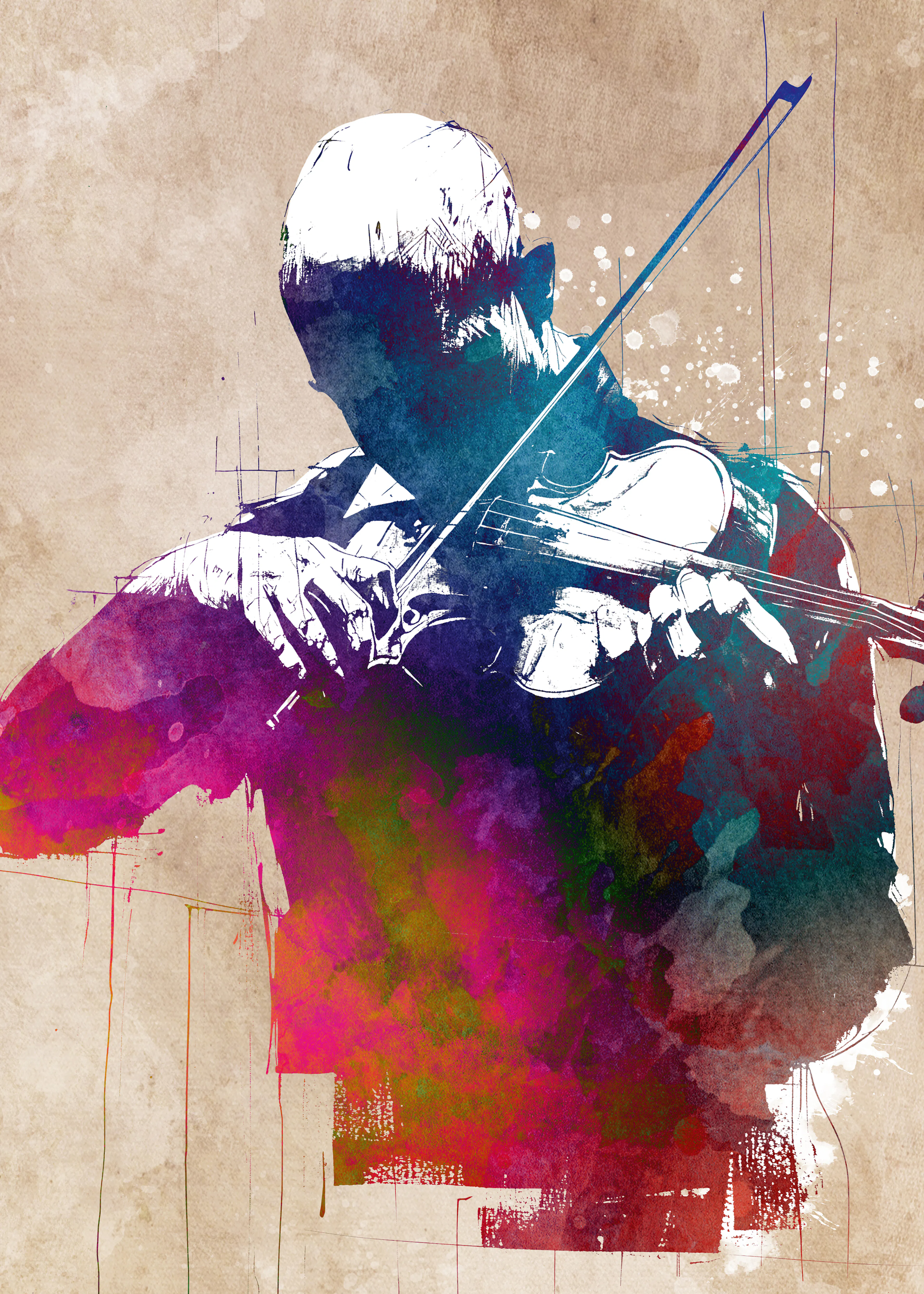 Colorful Violinist Poster 0