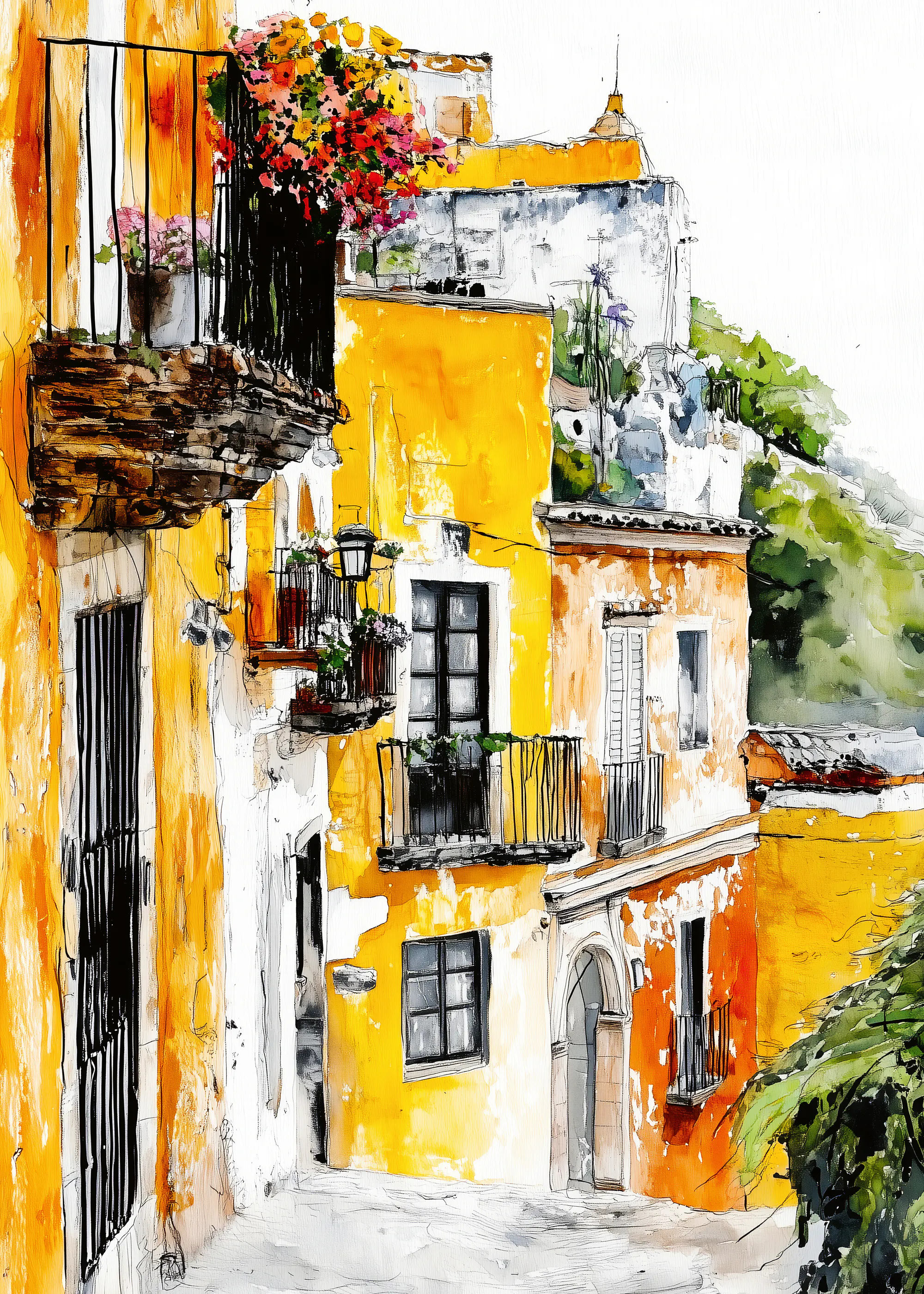 Yellow Sunlit Alley Poster 0