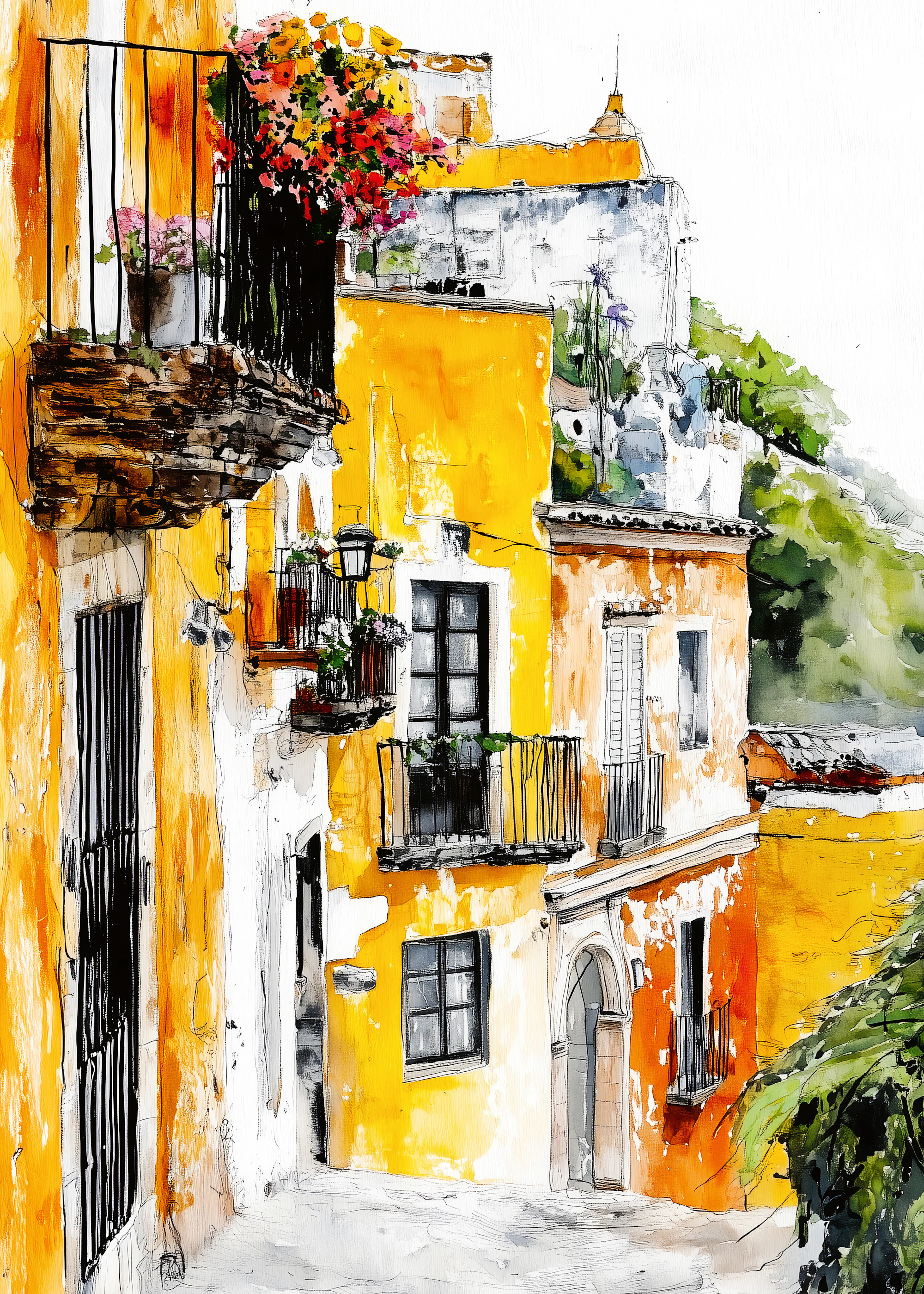 Yellow Sunlit Alley Poster 0