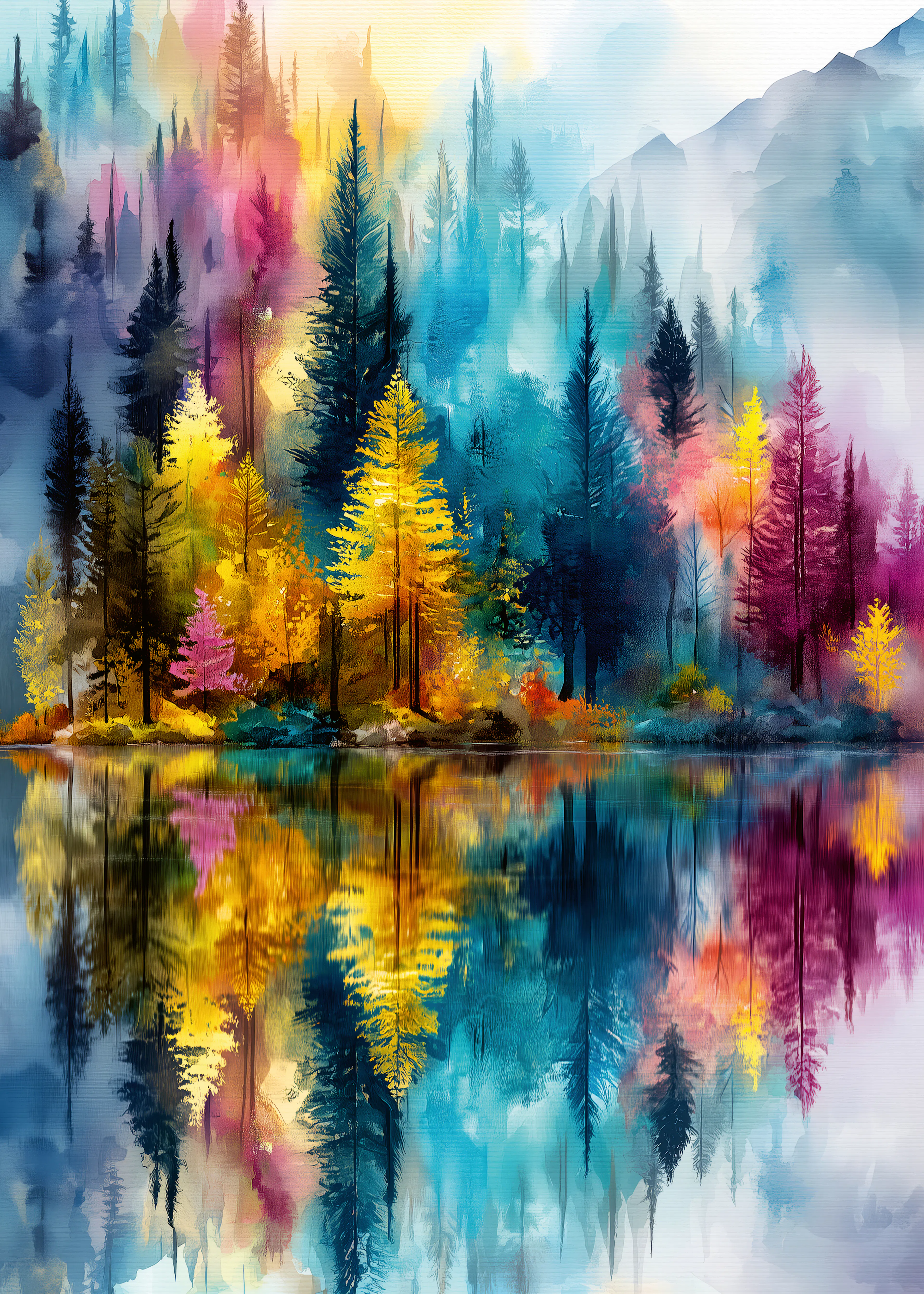 Colorful Forest Reflection Poster 0