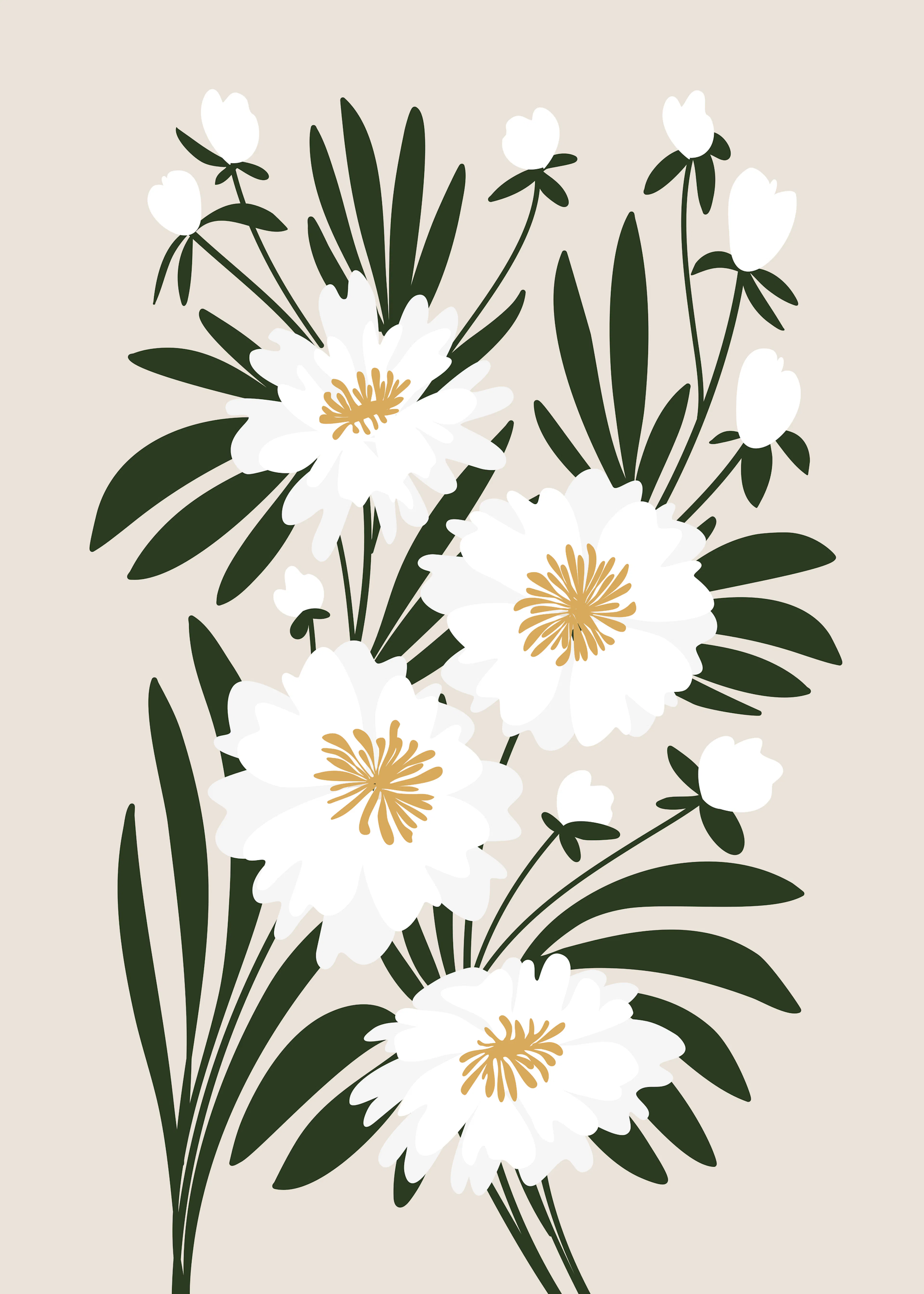 White Garden Blooms Poster 0