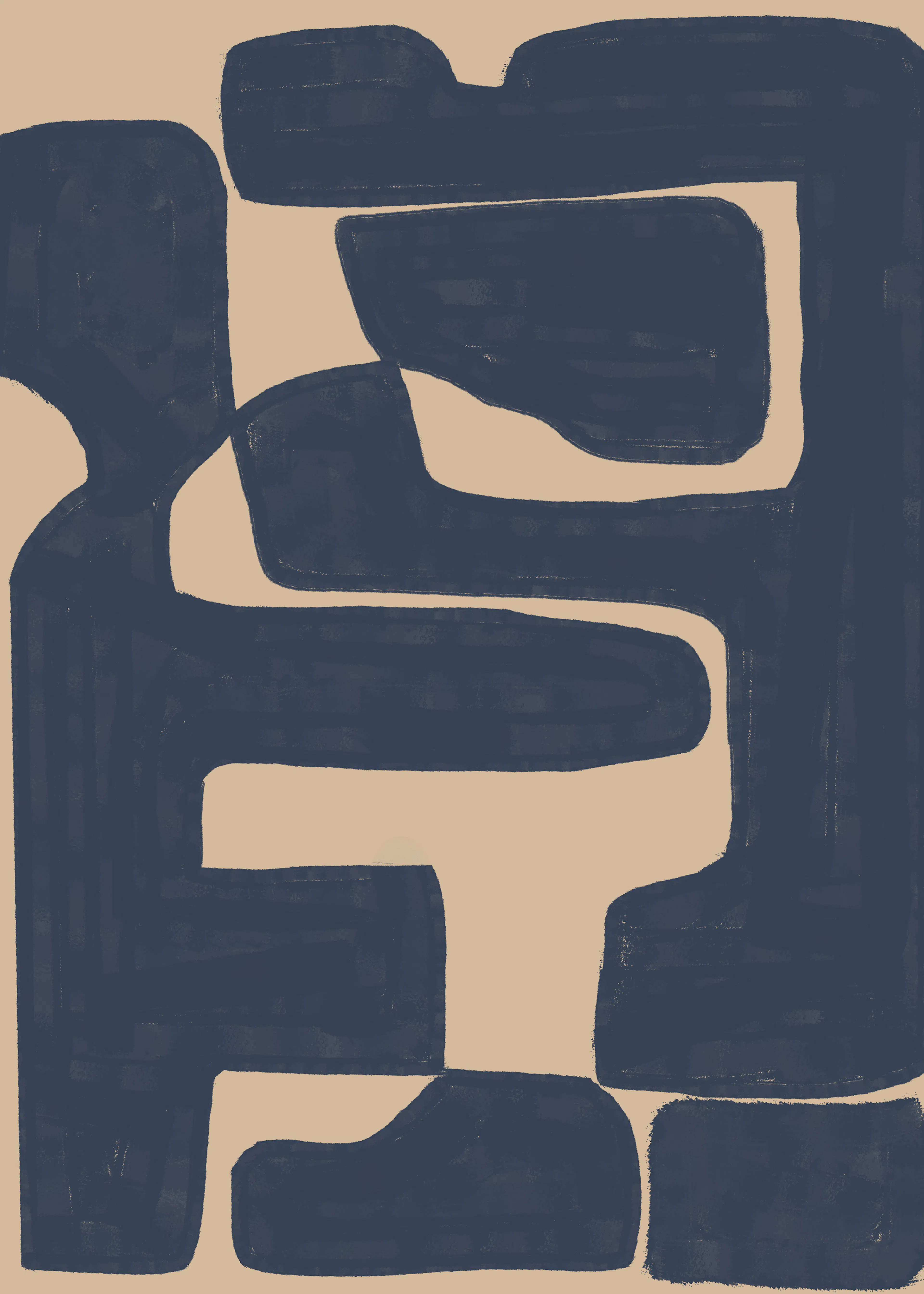 Formas Abstractas en Azul Marino Póster 0