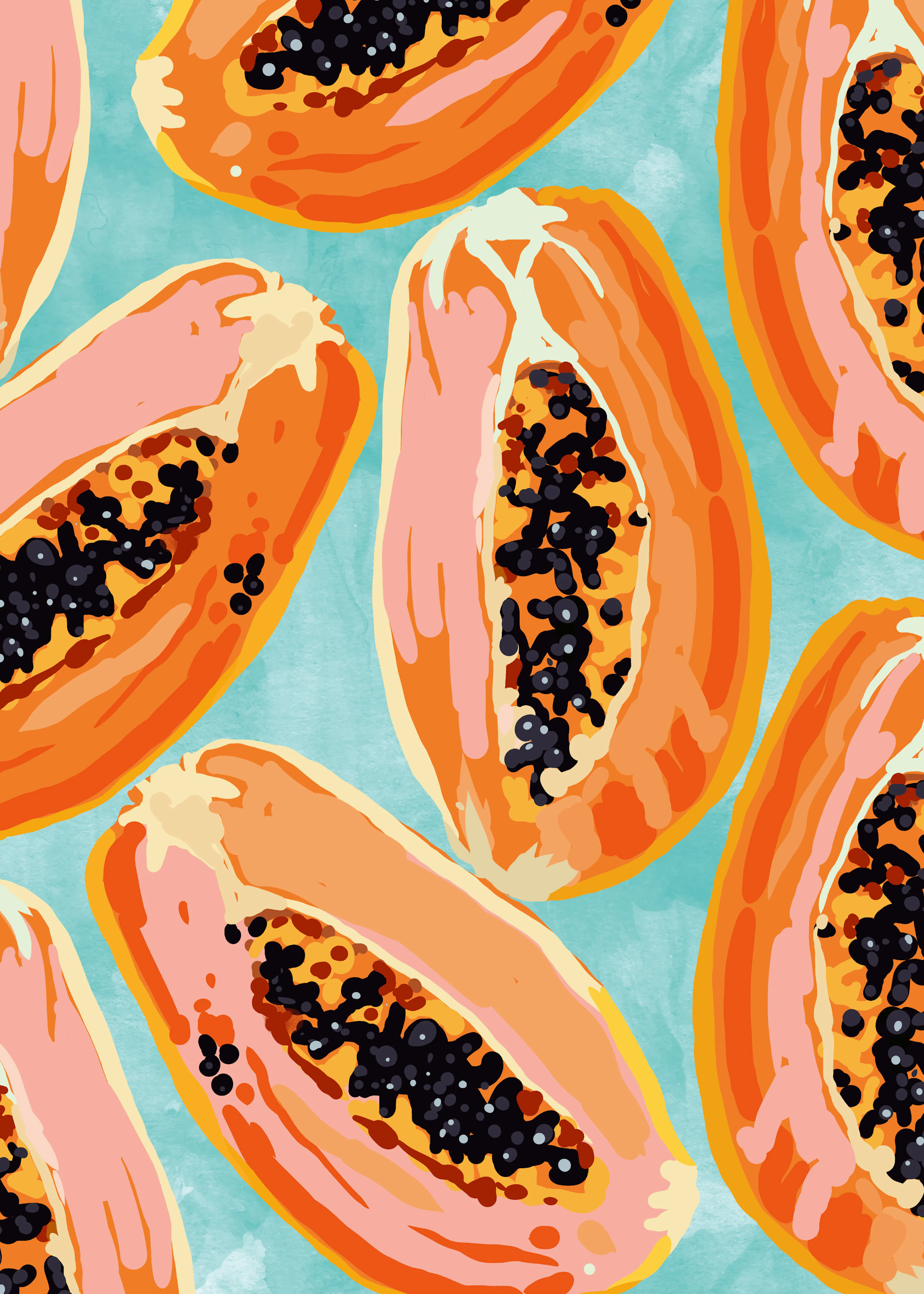 Orange Tropical Papaya Poster 0