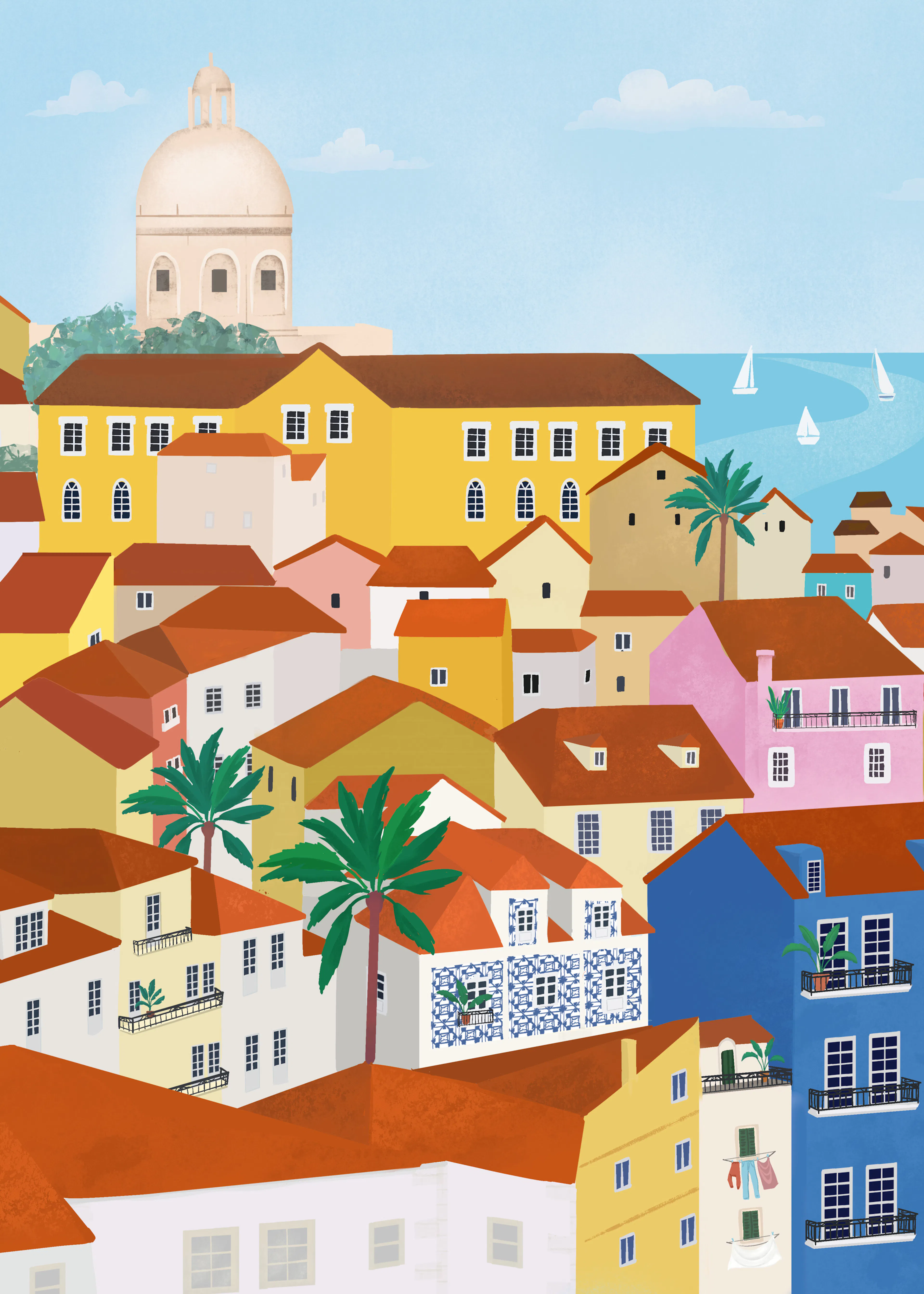 Colorful Coastal Town Poster 0