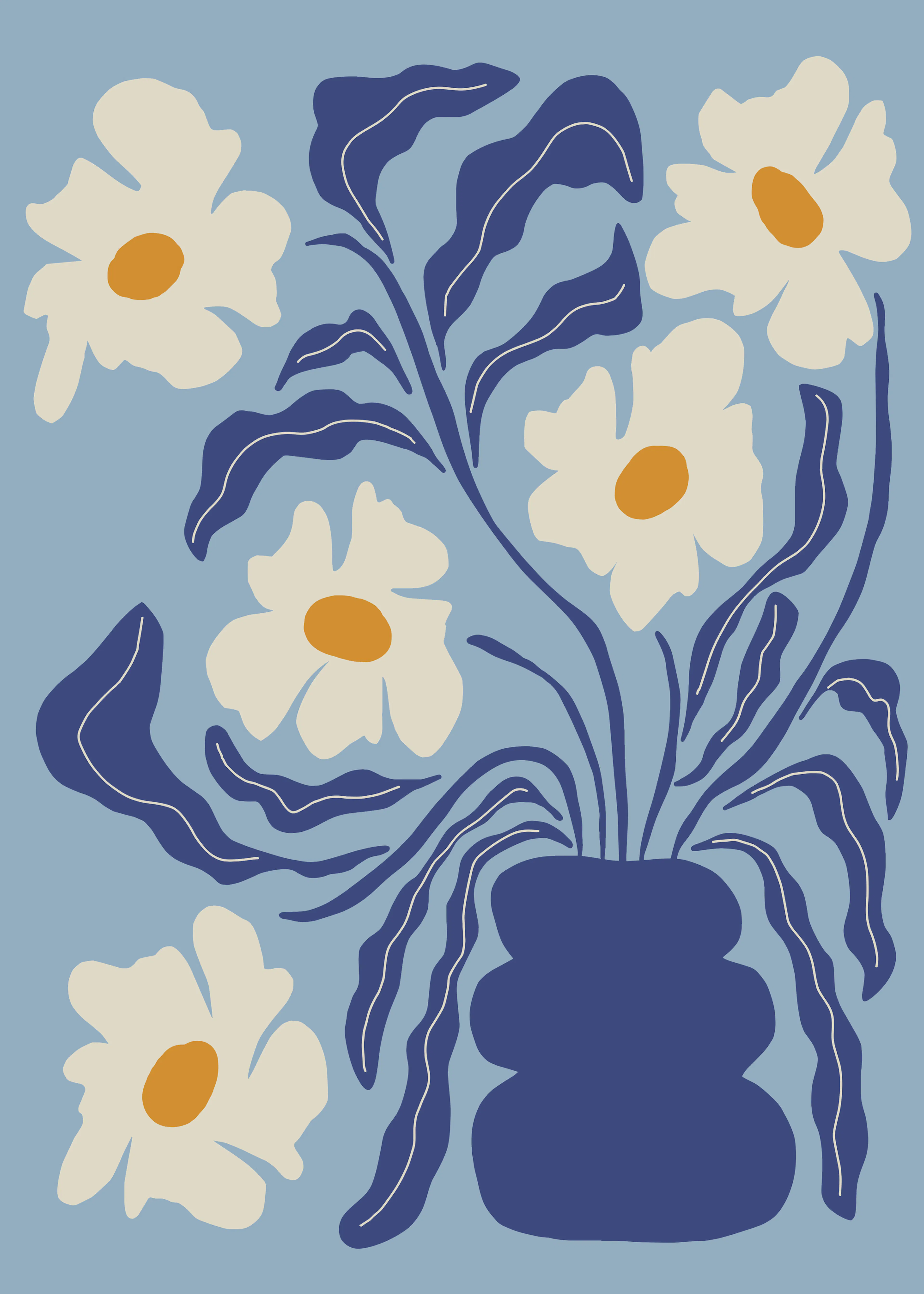 Blue Floral Pot Poster 0
