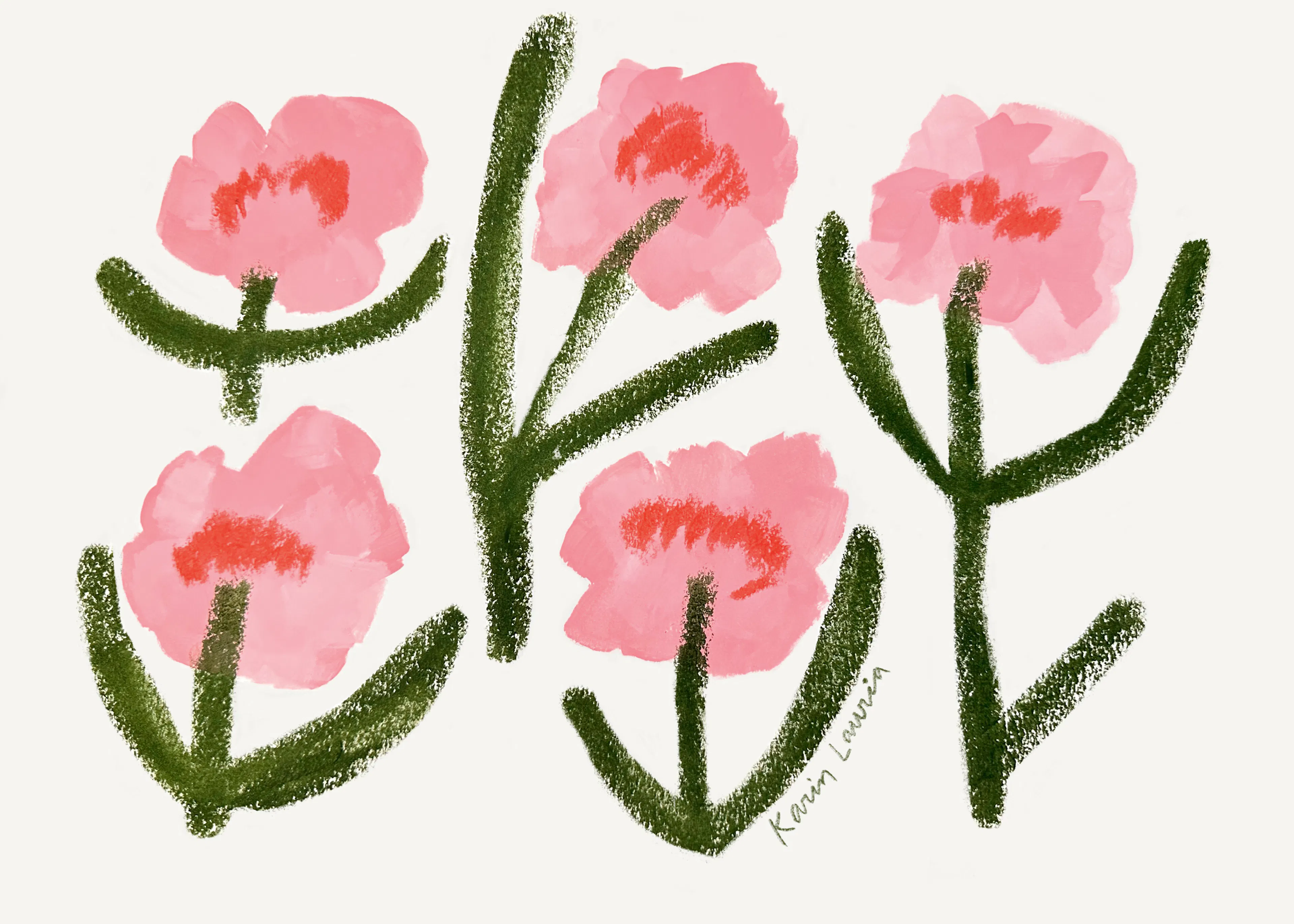 Pink Floral Art Poster 0