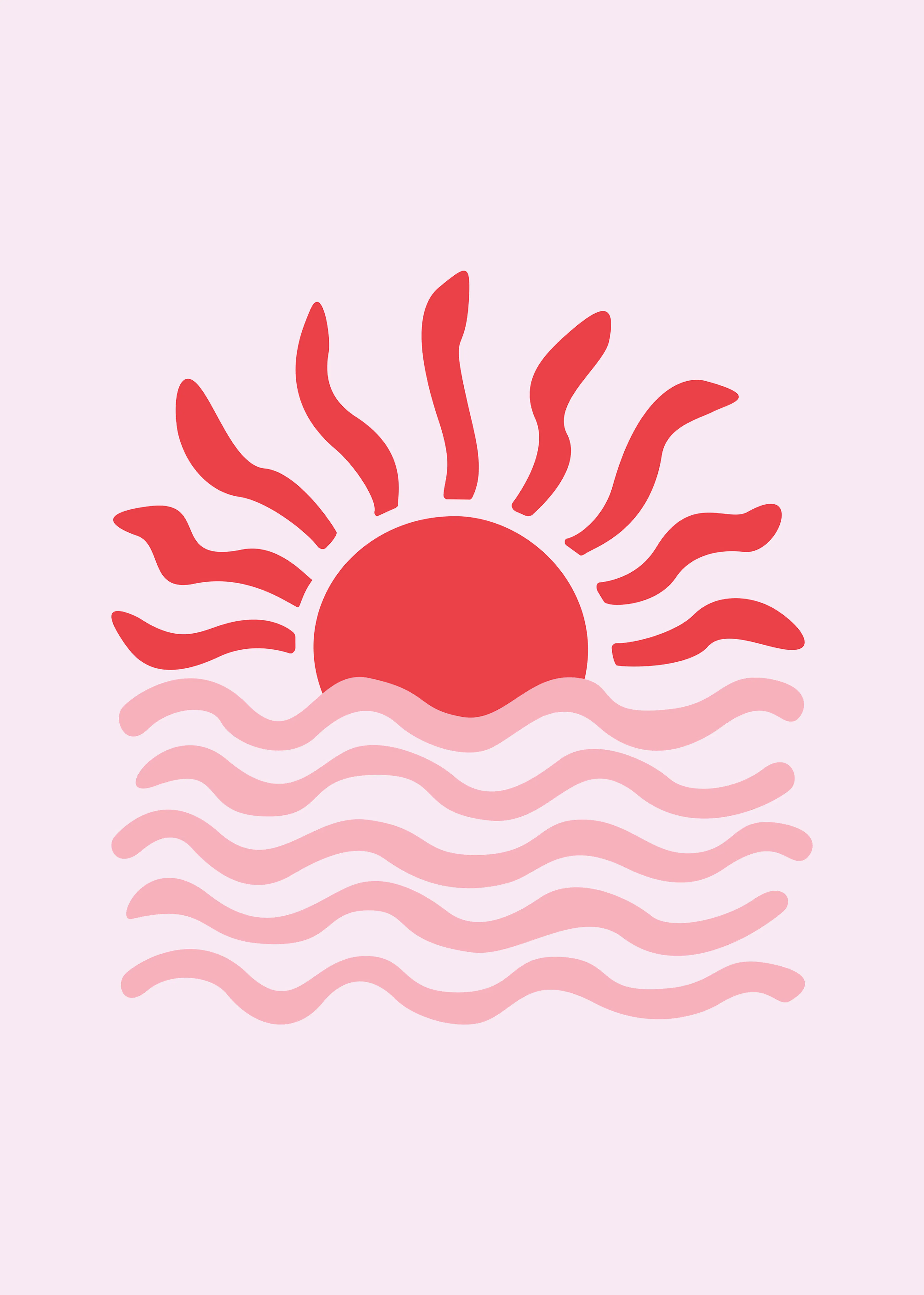 Coral Sunset Waves Poster 0
