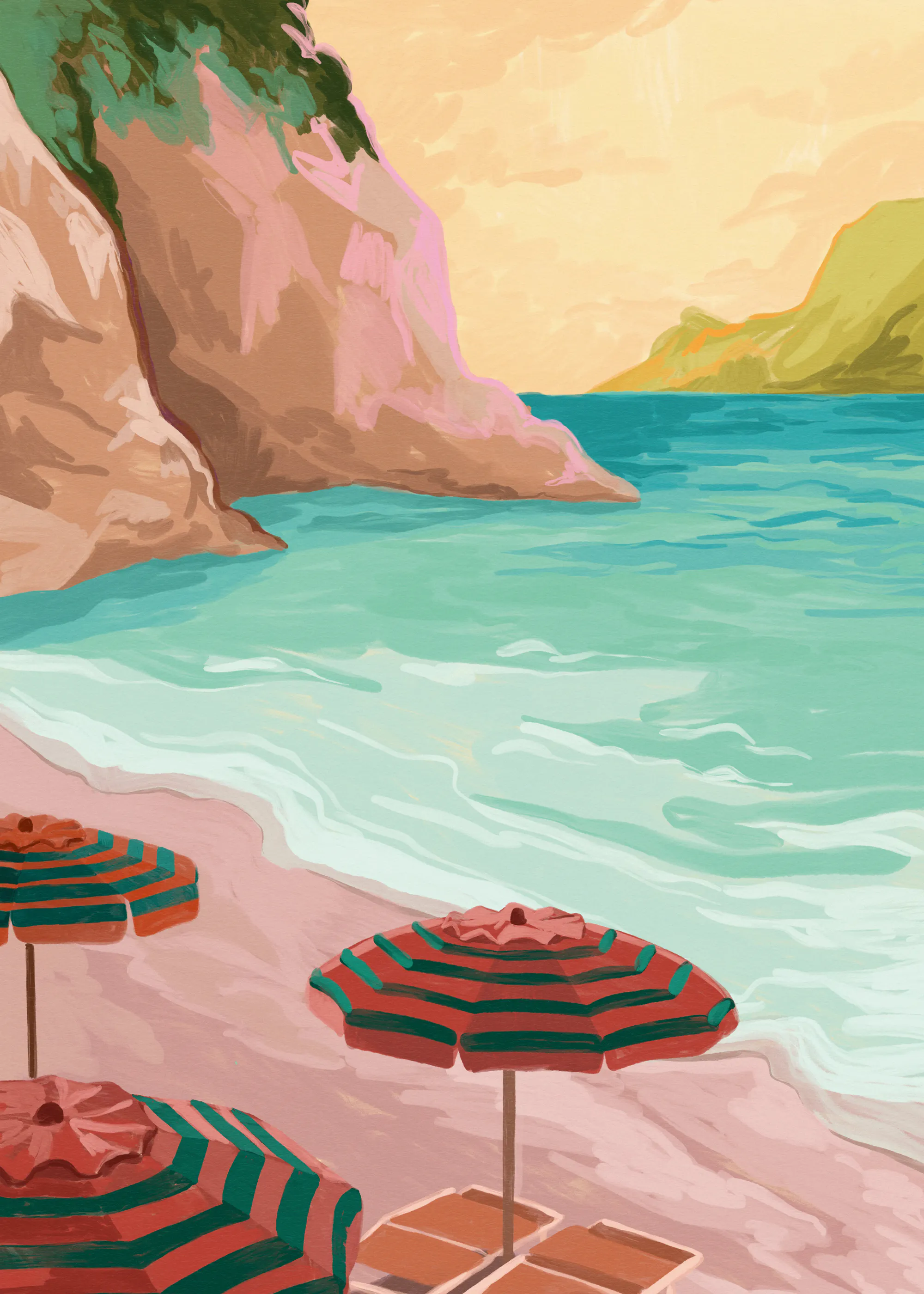 Tramonto Turchese sulla Spiaggia Poster 0
