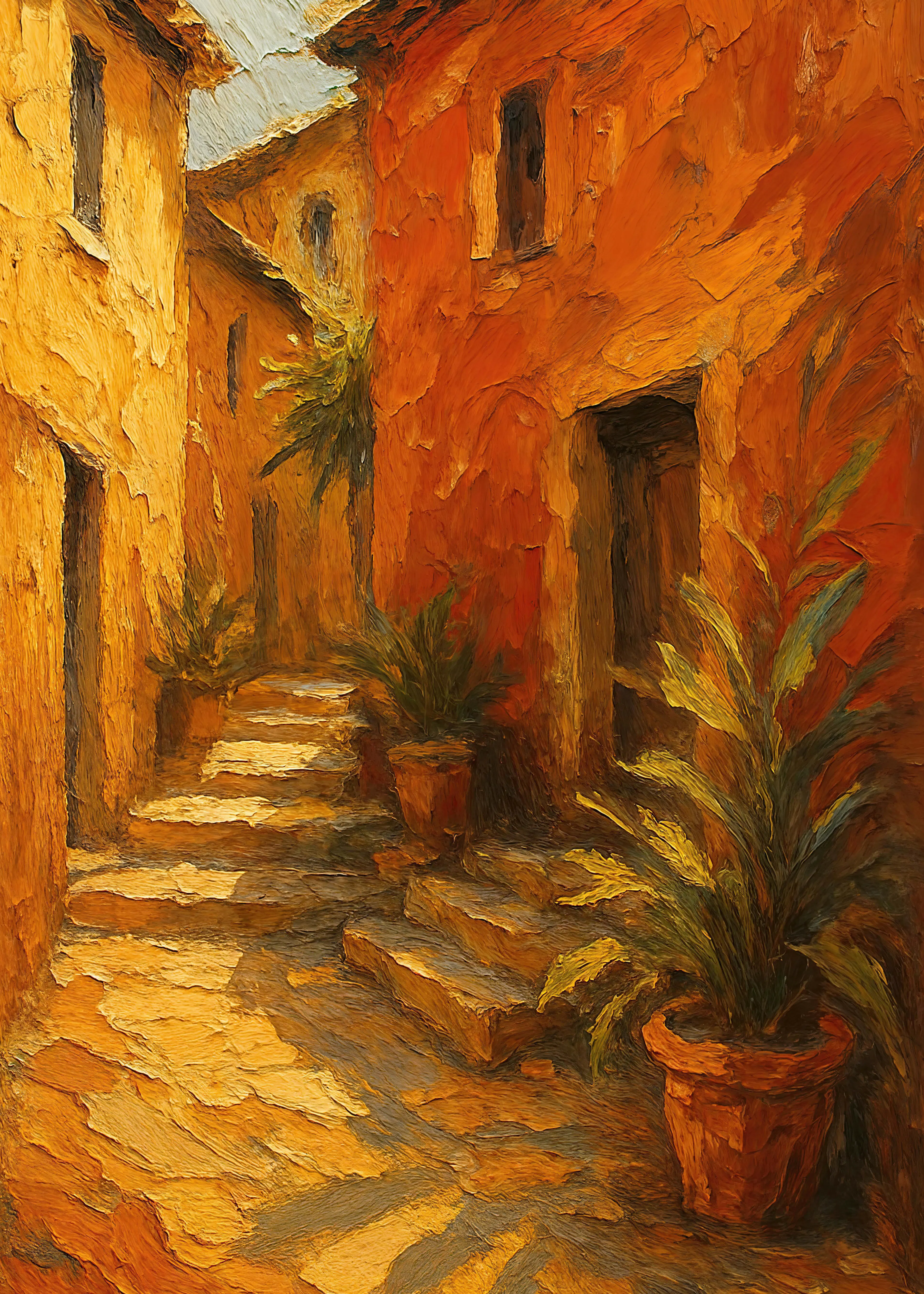 Callejón Naranja Soleado Póster 0