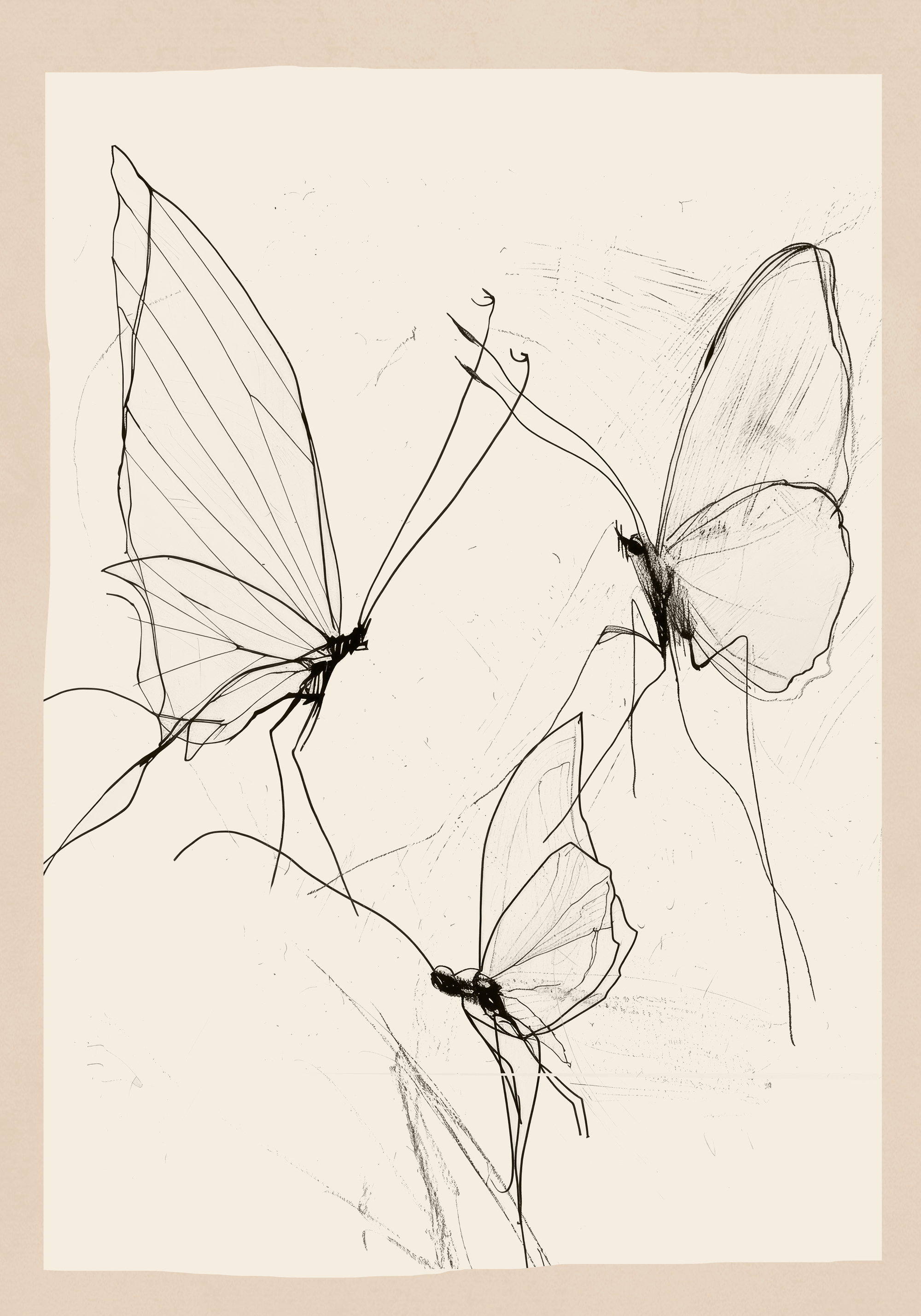 Nadjaa - Ethereal Butterfly Sketch ポスター | Poster Store JP