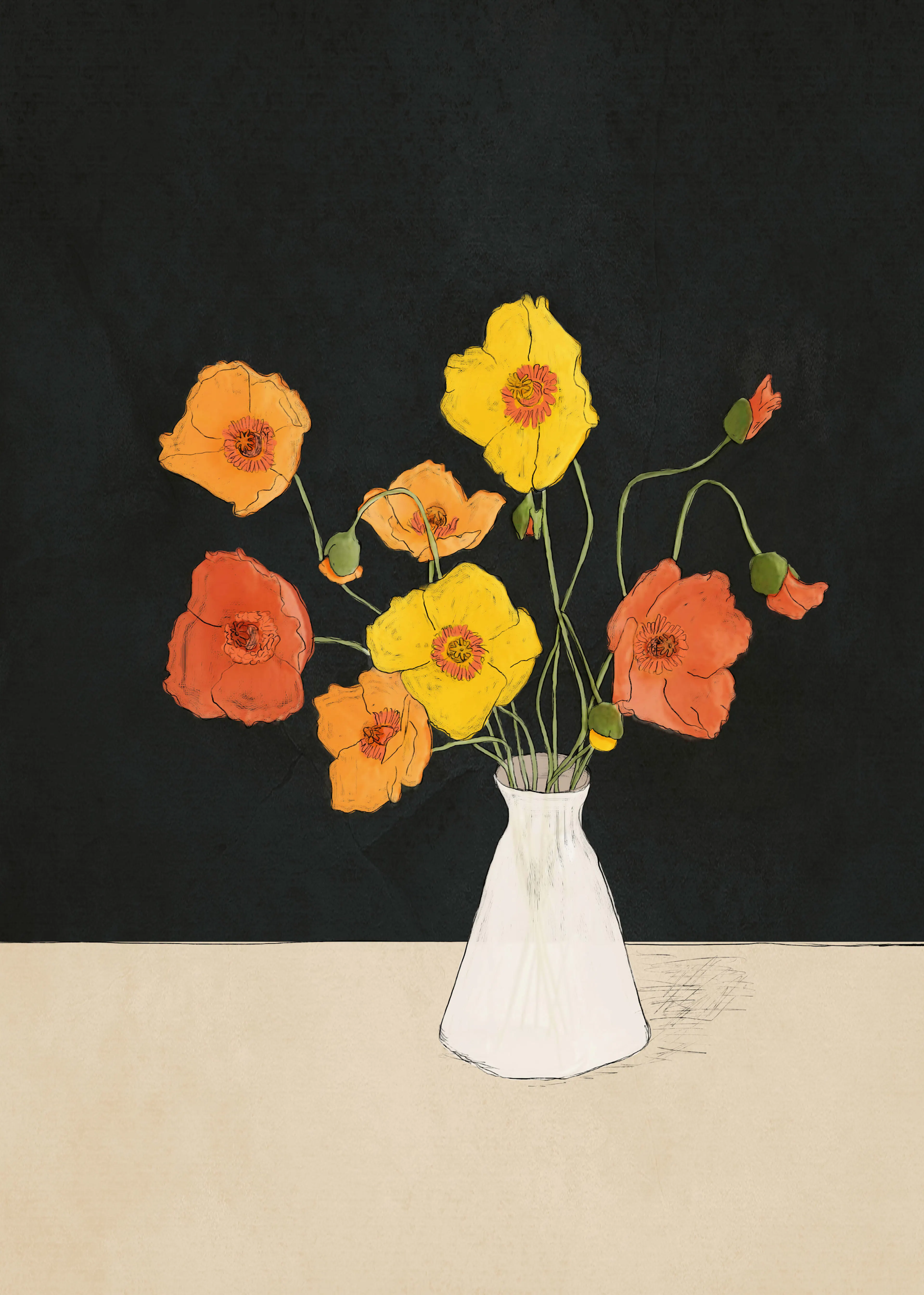 Amber Vibrant Blooms Poster 0