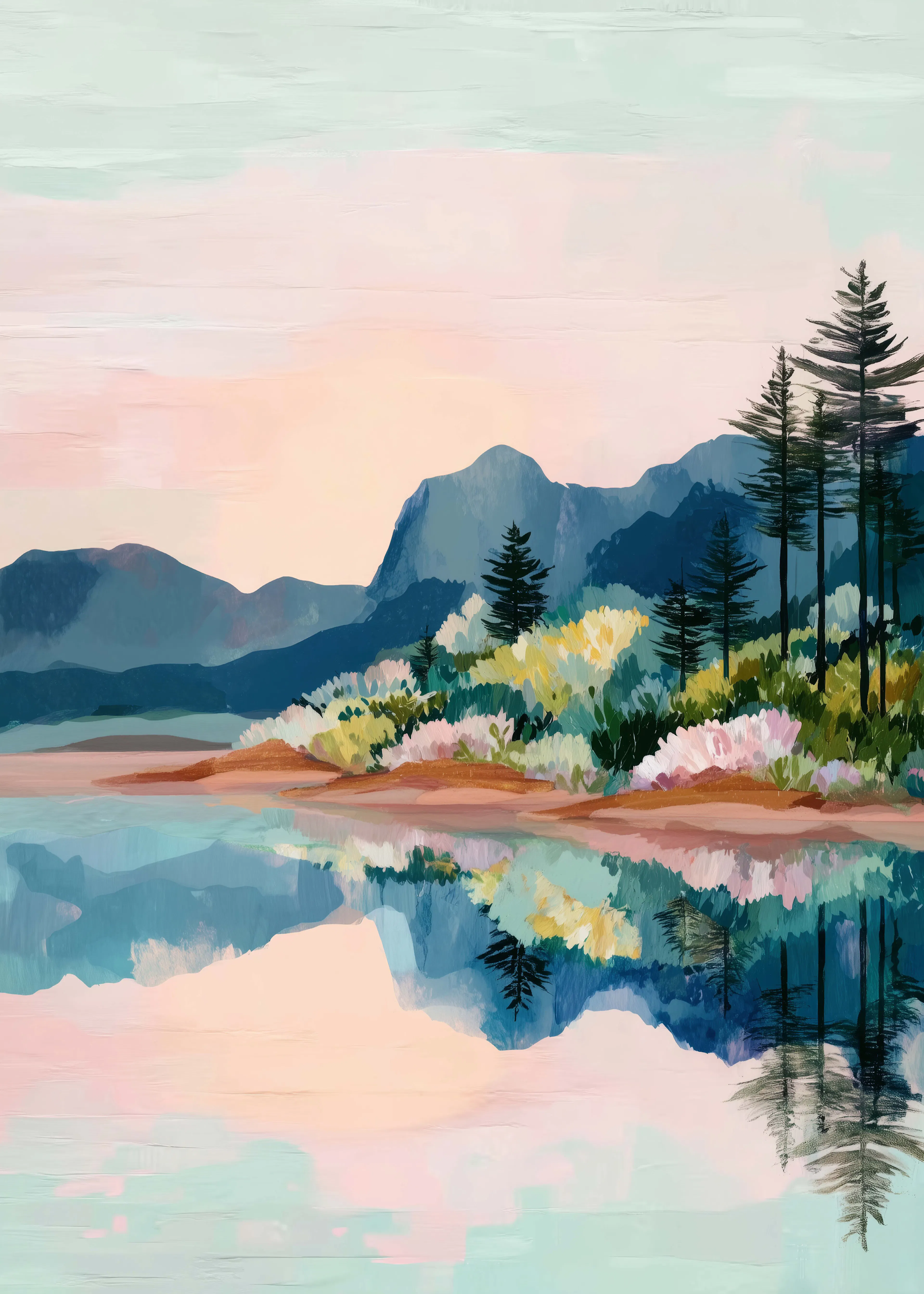Soft Blue Serene Lake Poster 0