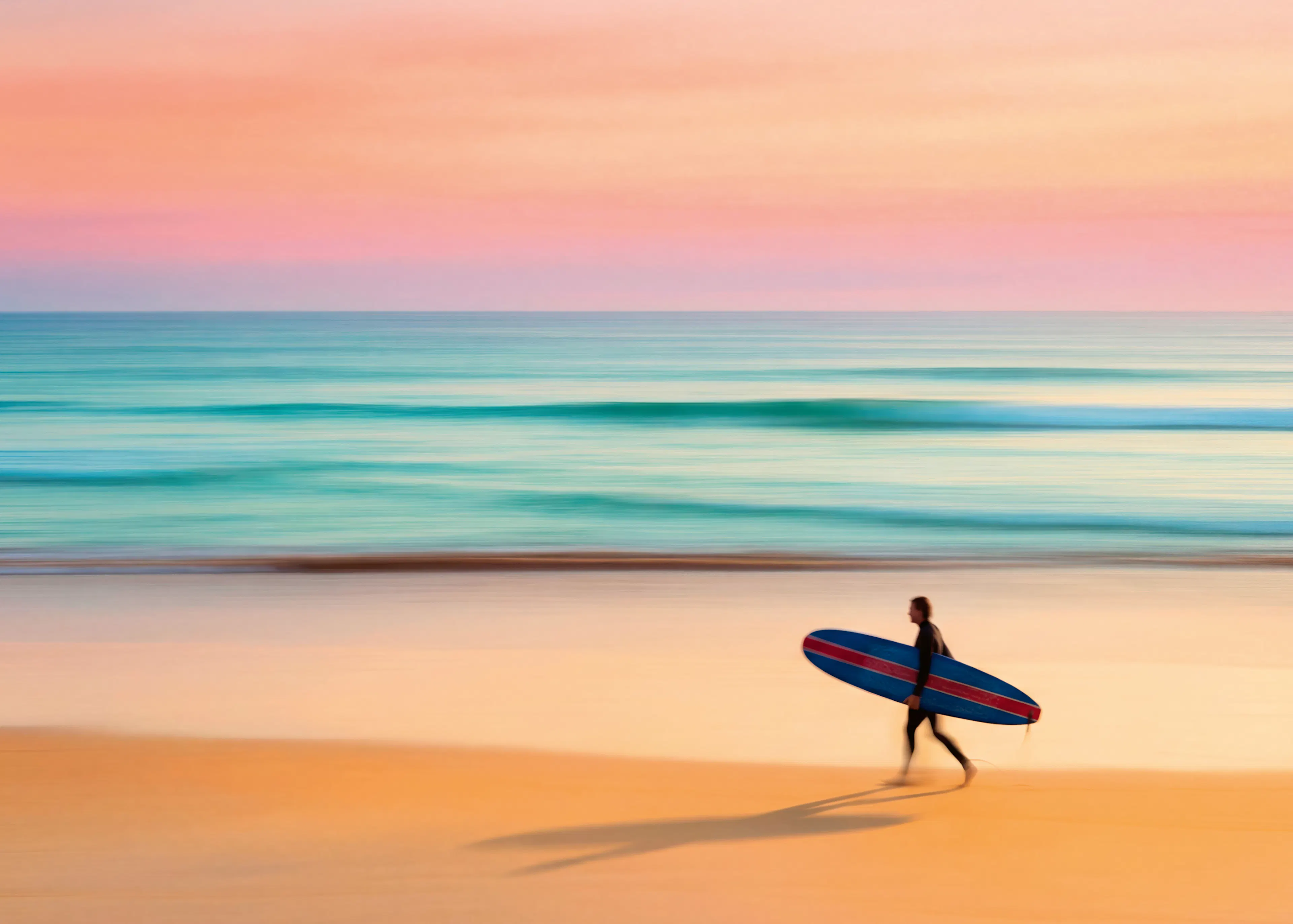 Atardecer Azul Surf Póster 0