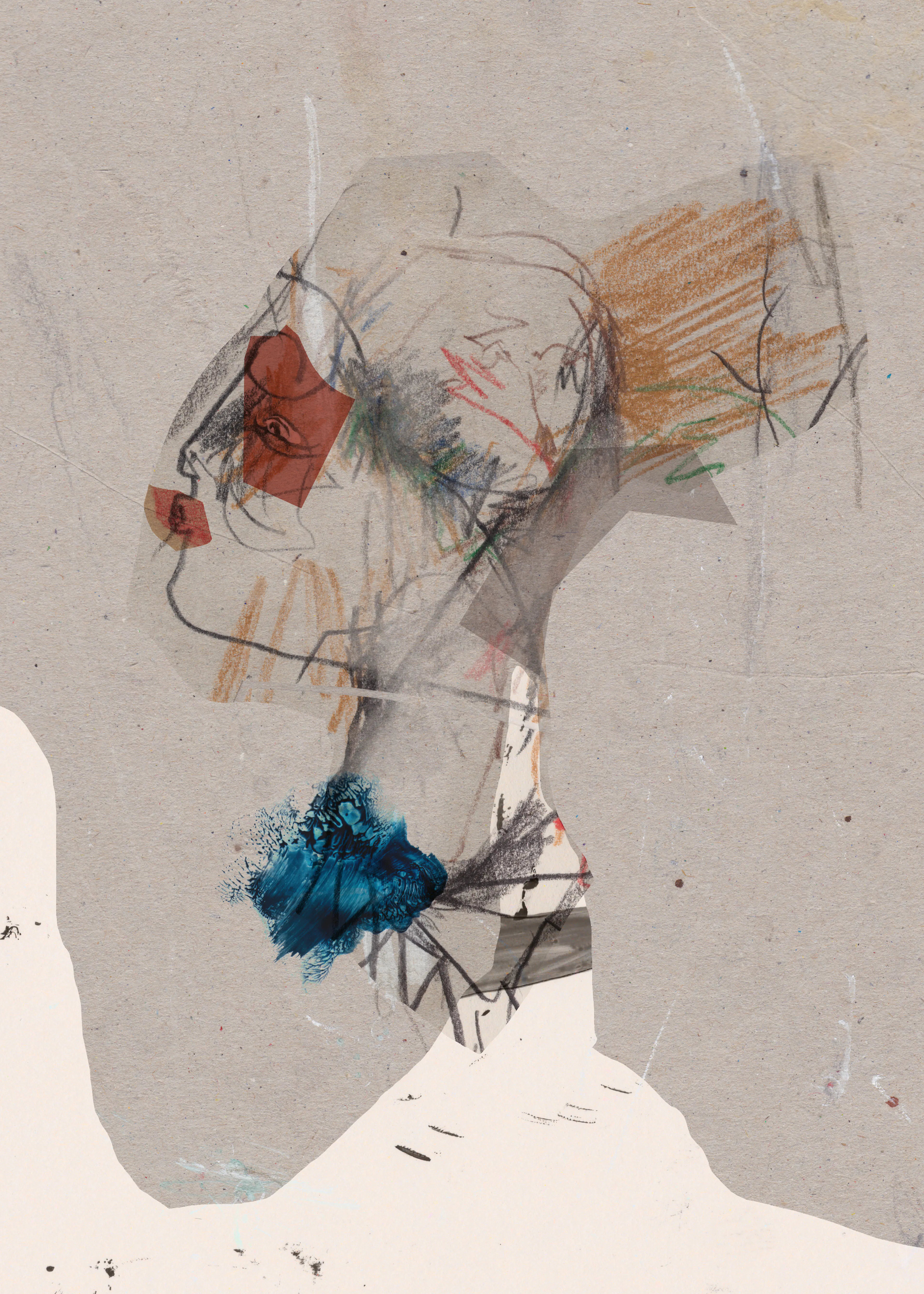 Perfil Abstracto Beige Póster 0