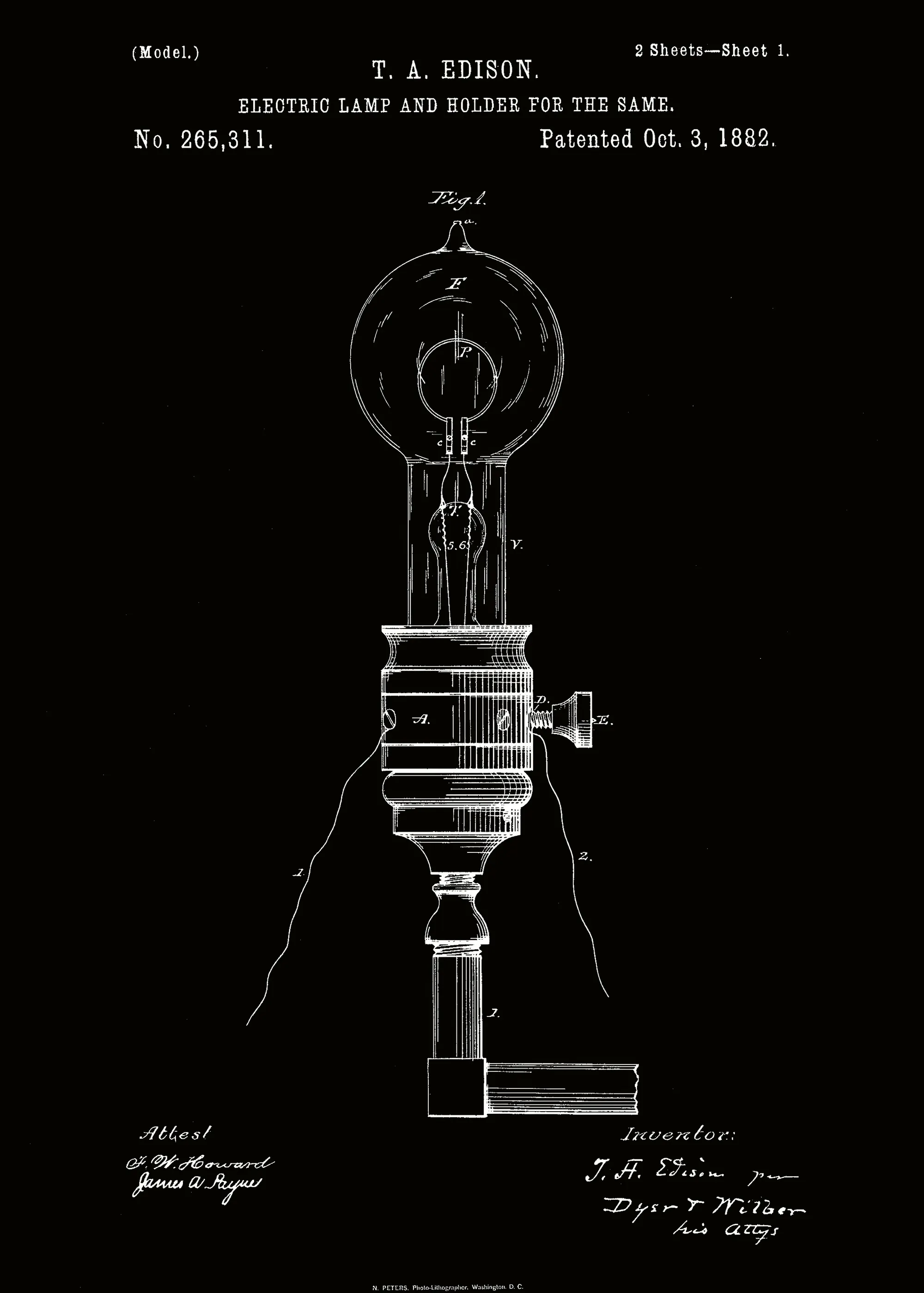 Brevetto Lampada Elettrica Poster 0