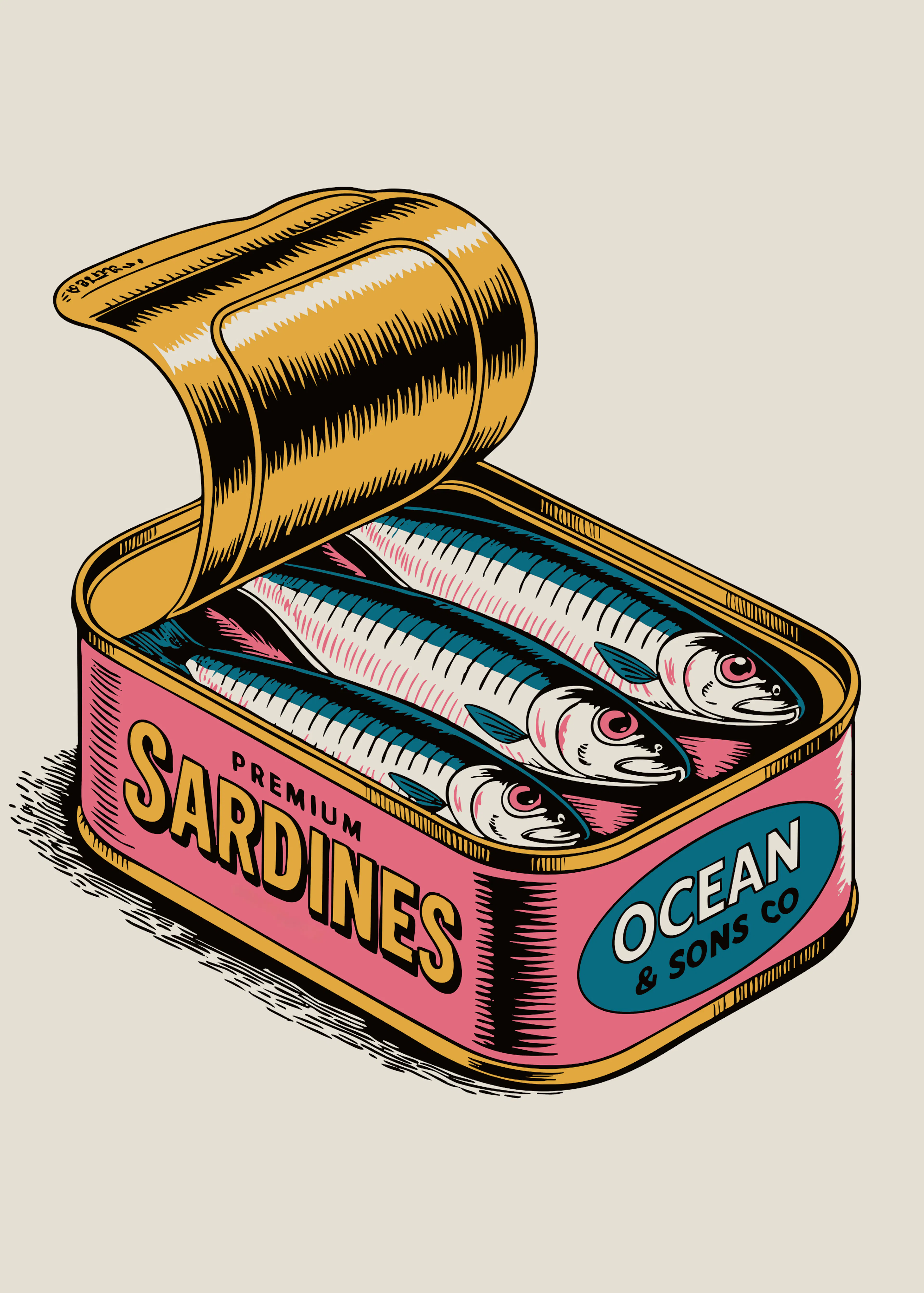Sardinas Doradas Vintage Póster 0