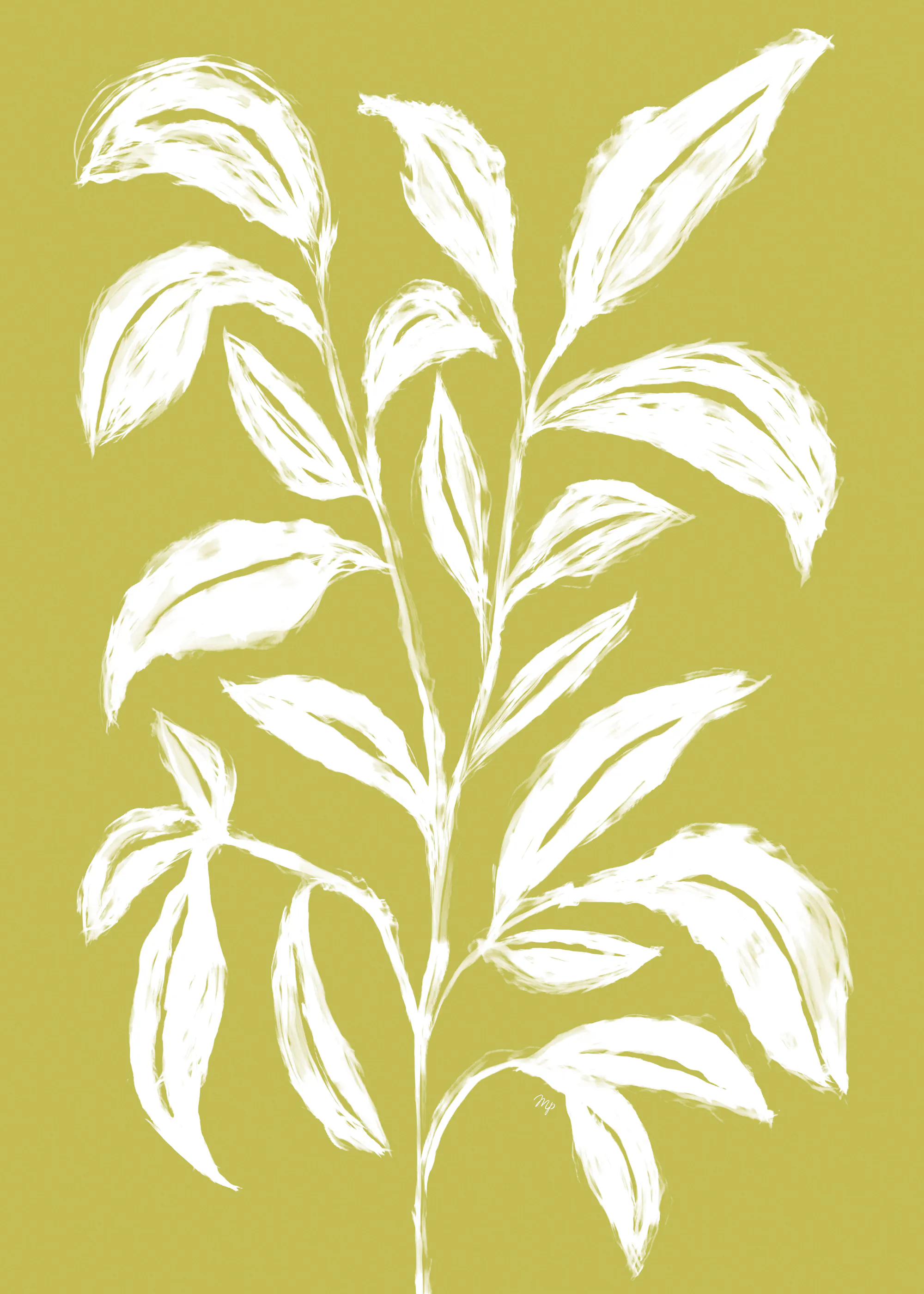 White Leaf Silhouette Poster 0