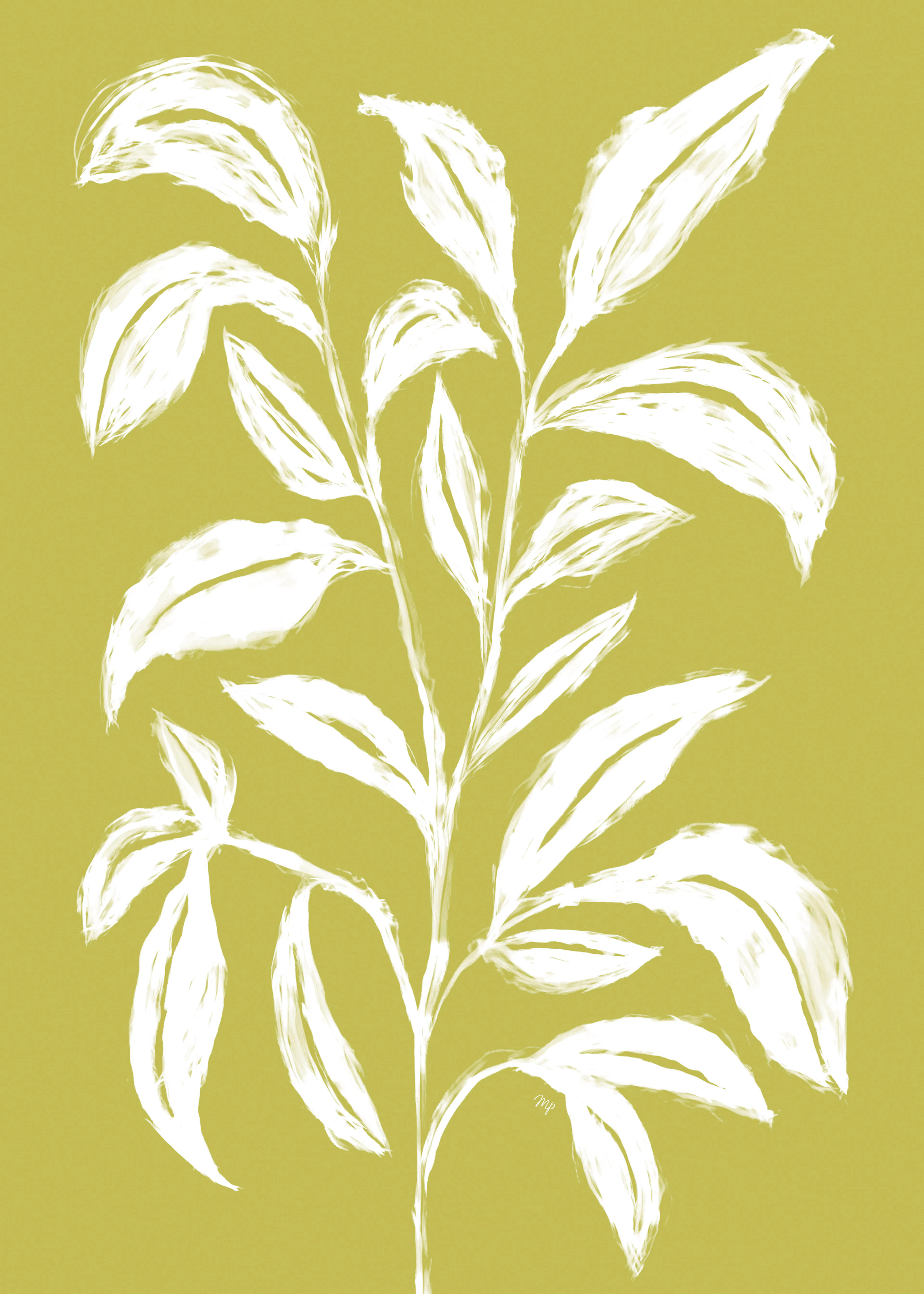 Silueta de Hoja Blanca Póster 0