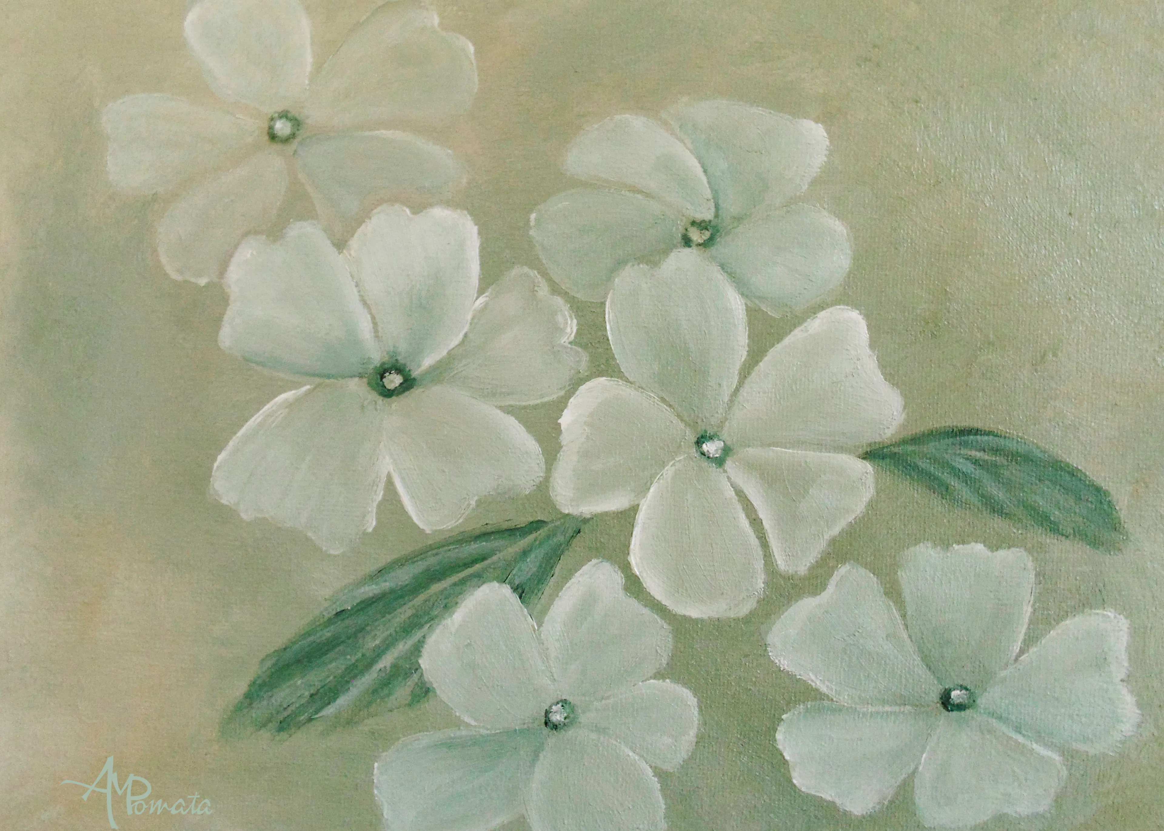Soft Green Serene Blossoms Poster 0