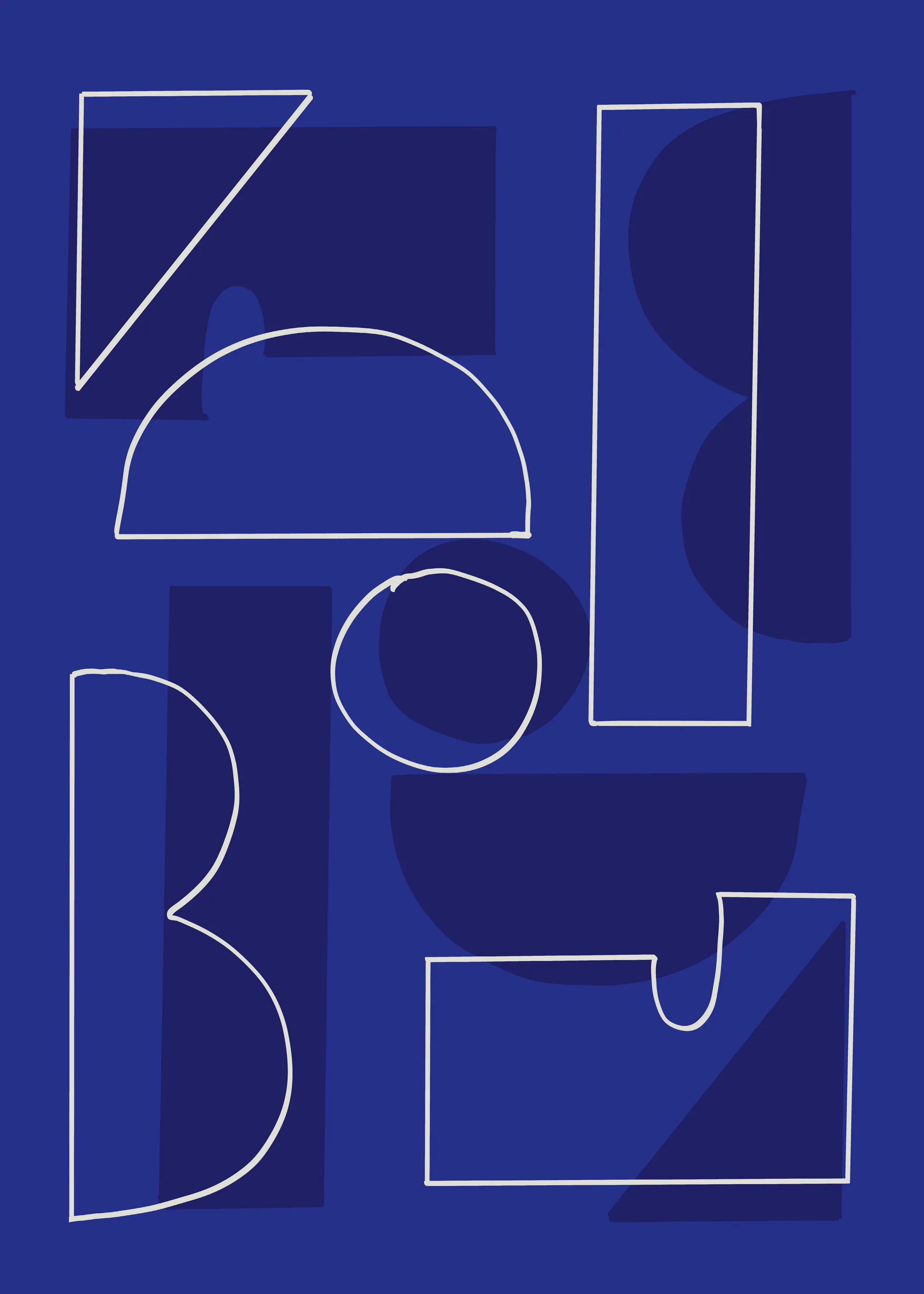 Cobalt Abstract Shapes Poster 0