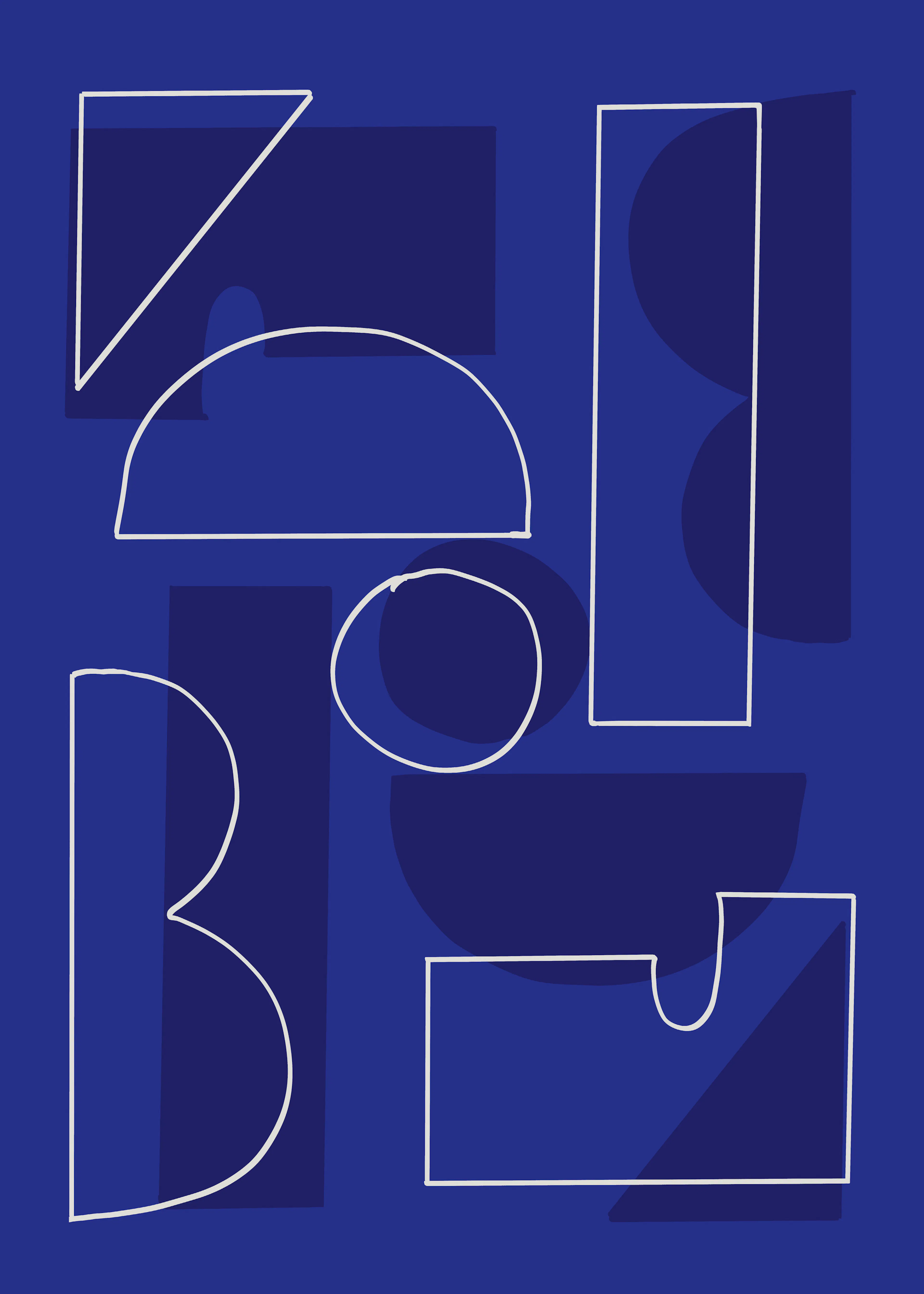 Cobalt Abstract Shapes Poster 0