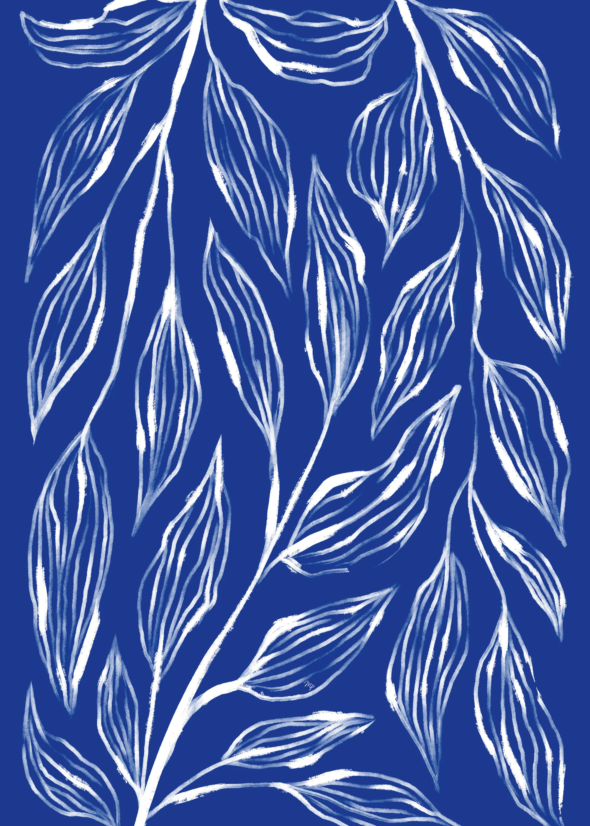 Blue Flowing Leaves Poster 0