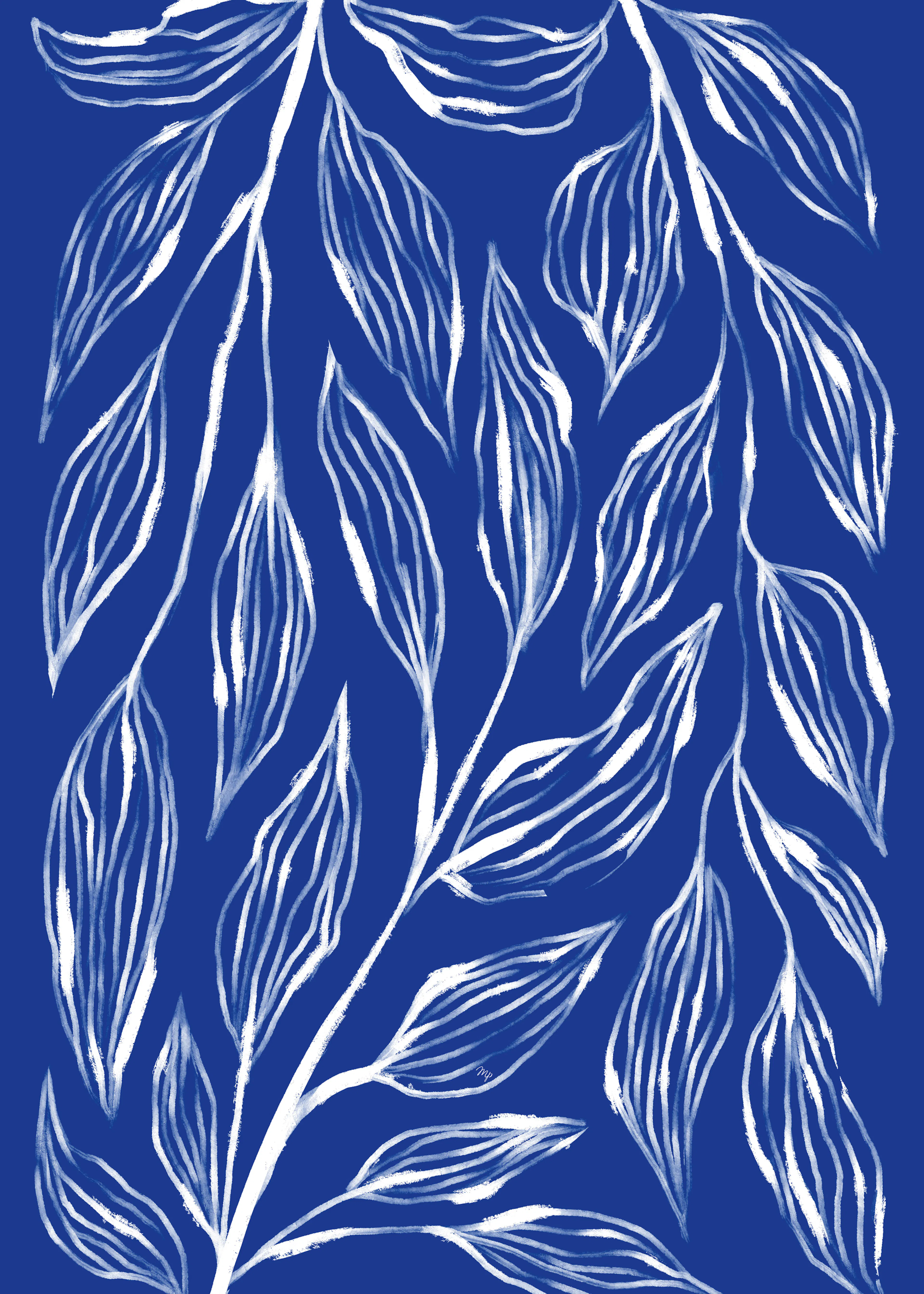 Blue Flowing Leaves Poster 0